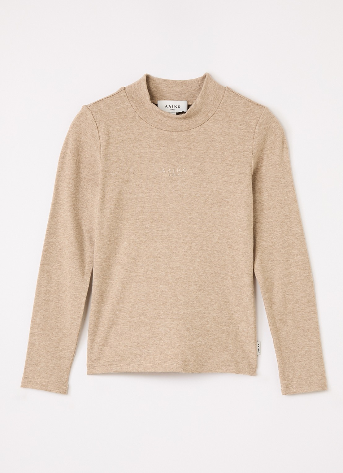 Aaiko Zera fijngebreide pullover met logoborduring - voorkant beige