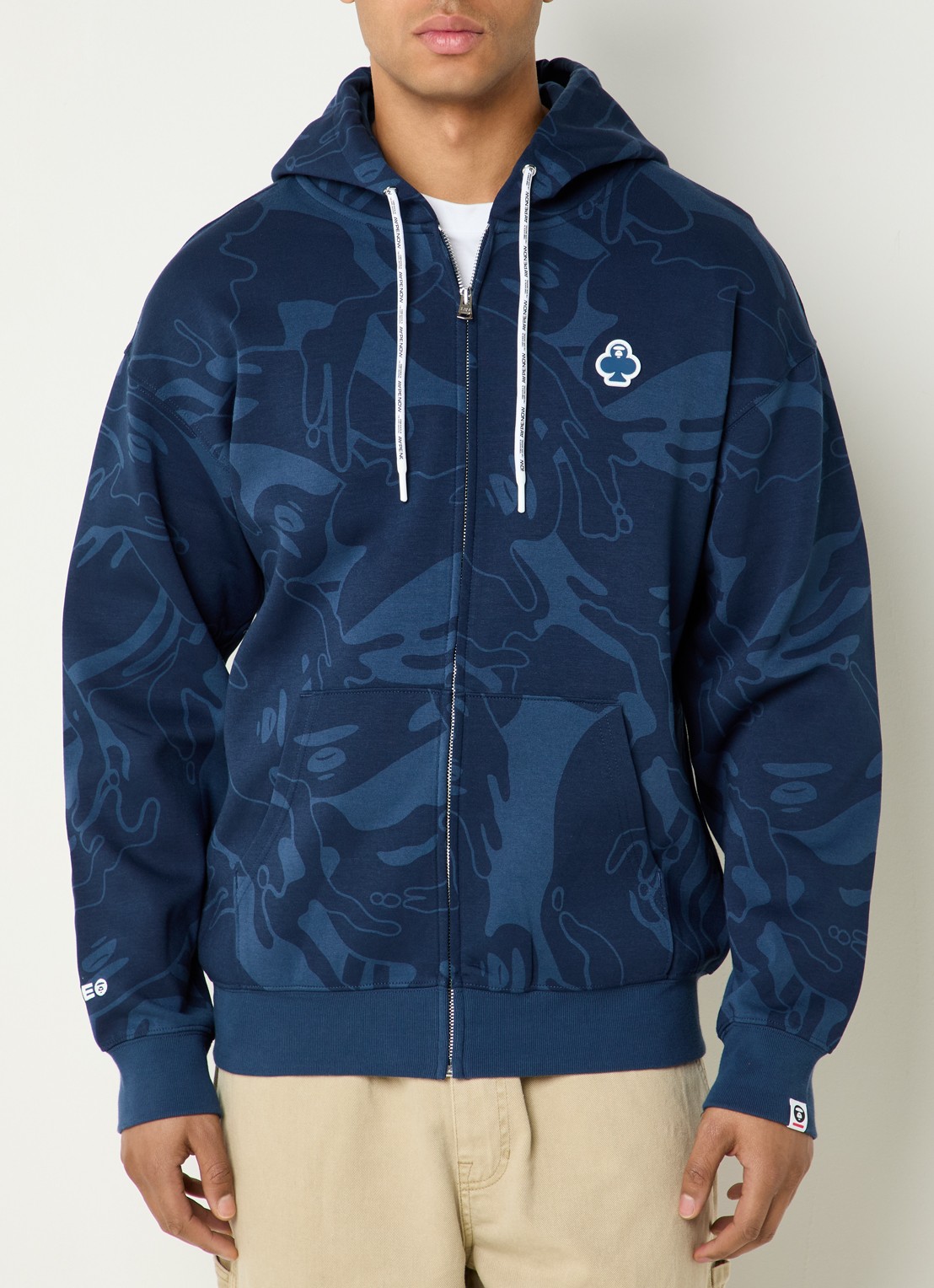Aape Clover sweatvest met logoprint - detail 3 indigo