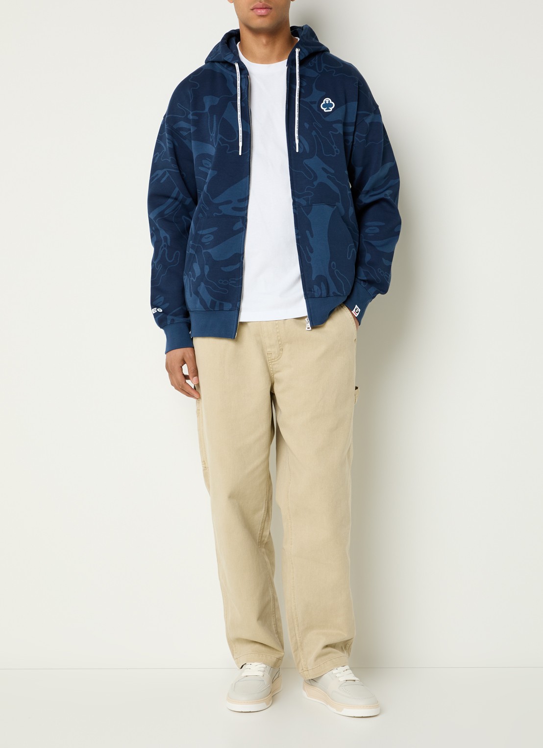 Aape Clover sweatvest met logoprint - voorkant 2 indigo