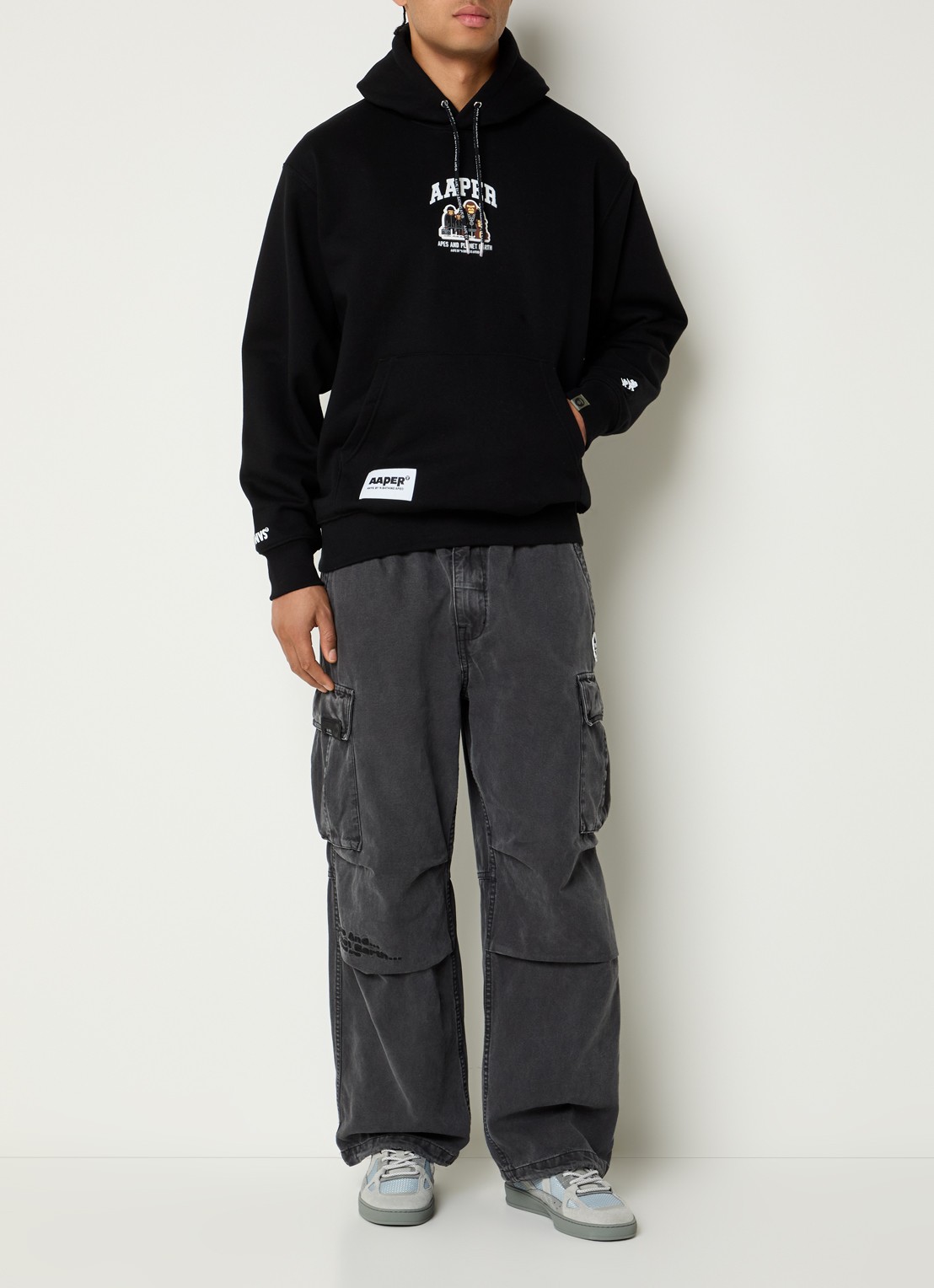 Aape Hoodie met logo - voorkant 5 zwart