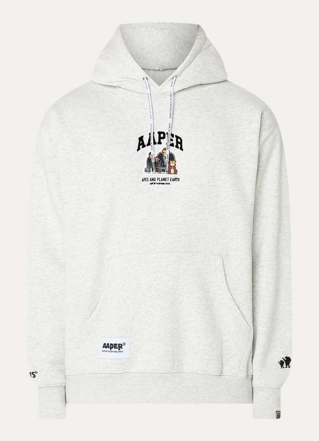 Aape Hoodie met logo - voorkant lichtgrijs