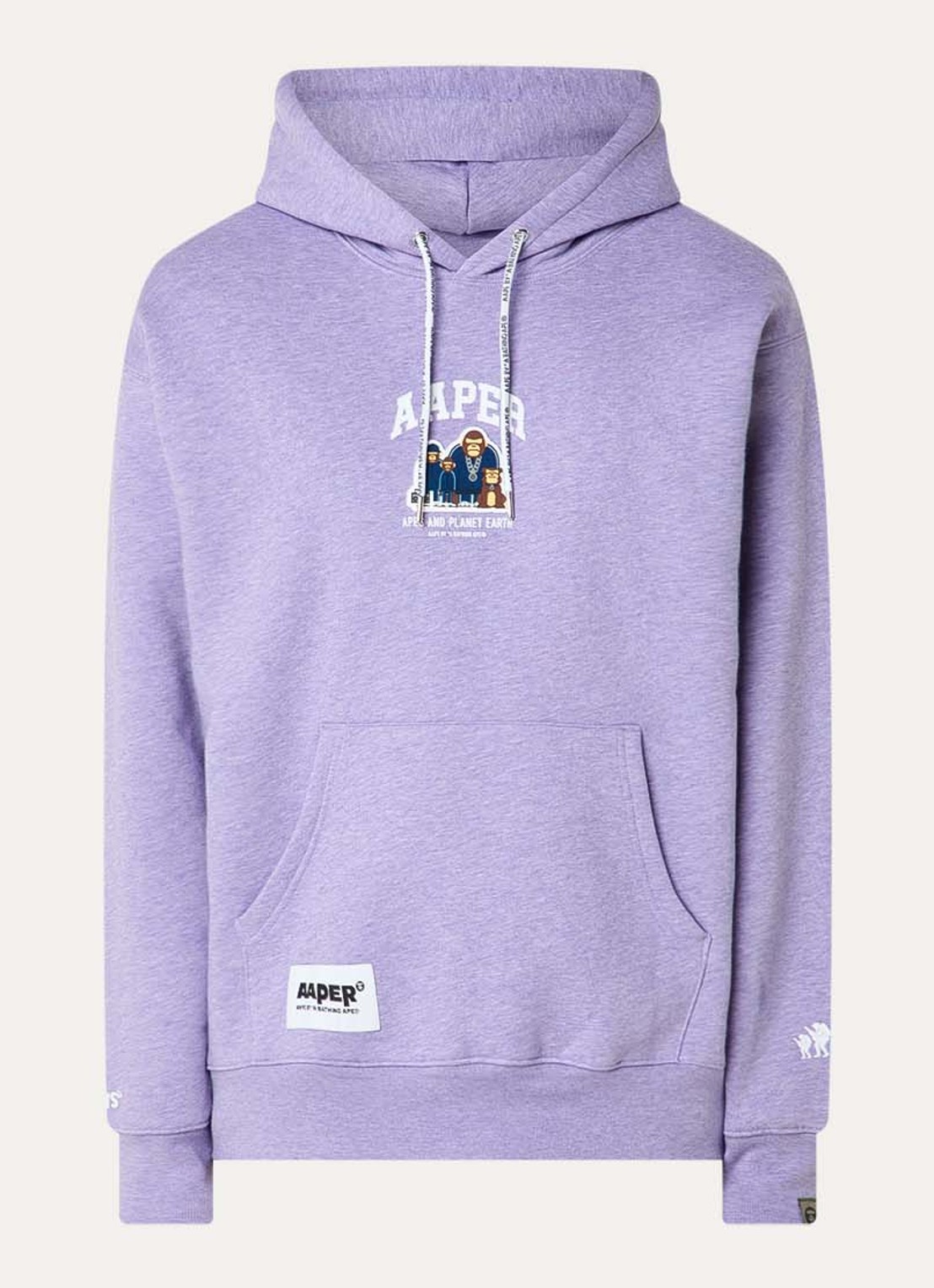 Aape Hoodie met logo - voorkant violet