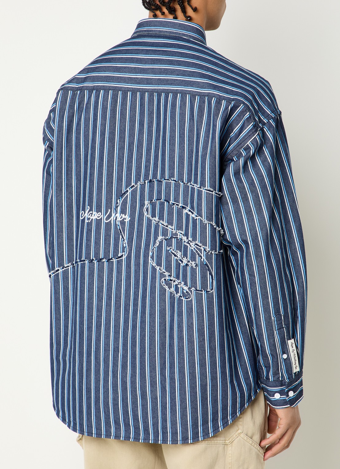 Aape Main regular fit overhemd met streepprint - detail 4 indigo