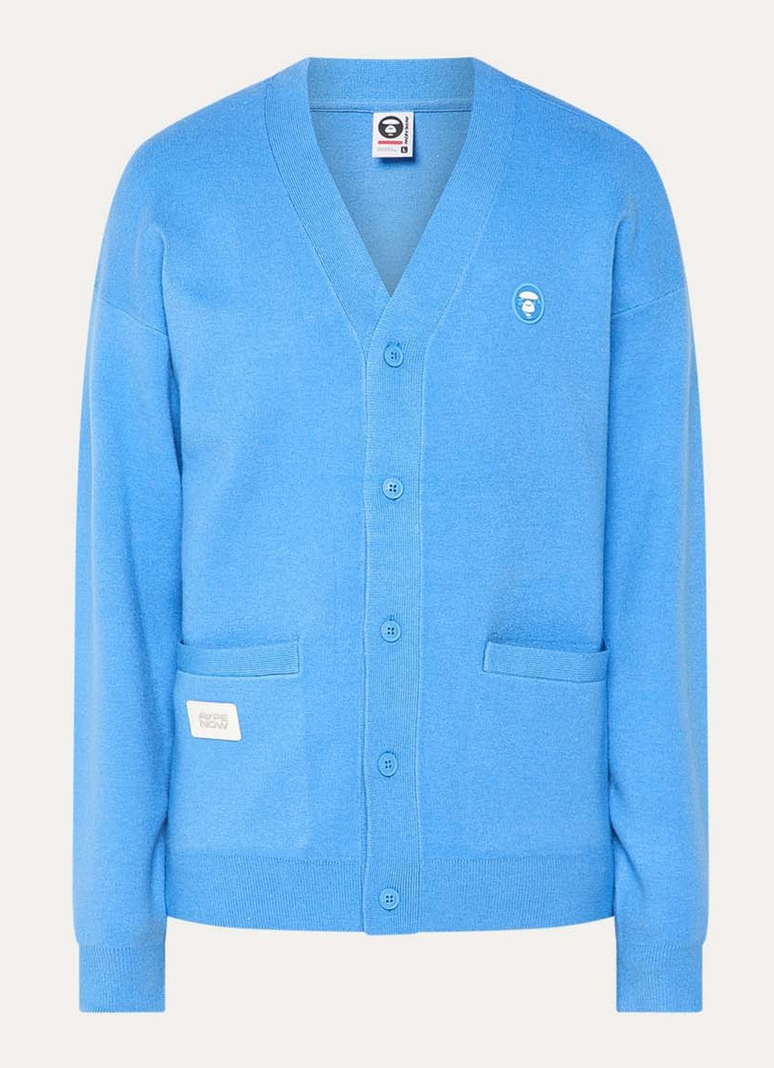 Aape Now fijngebreid vest met opgestikte zakken - voorkant blauw