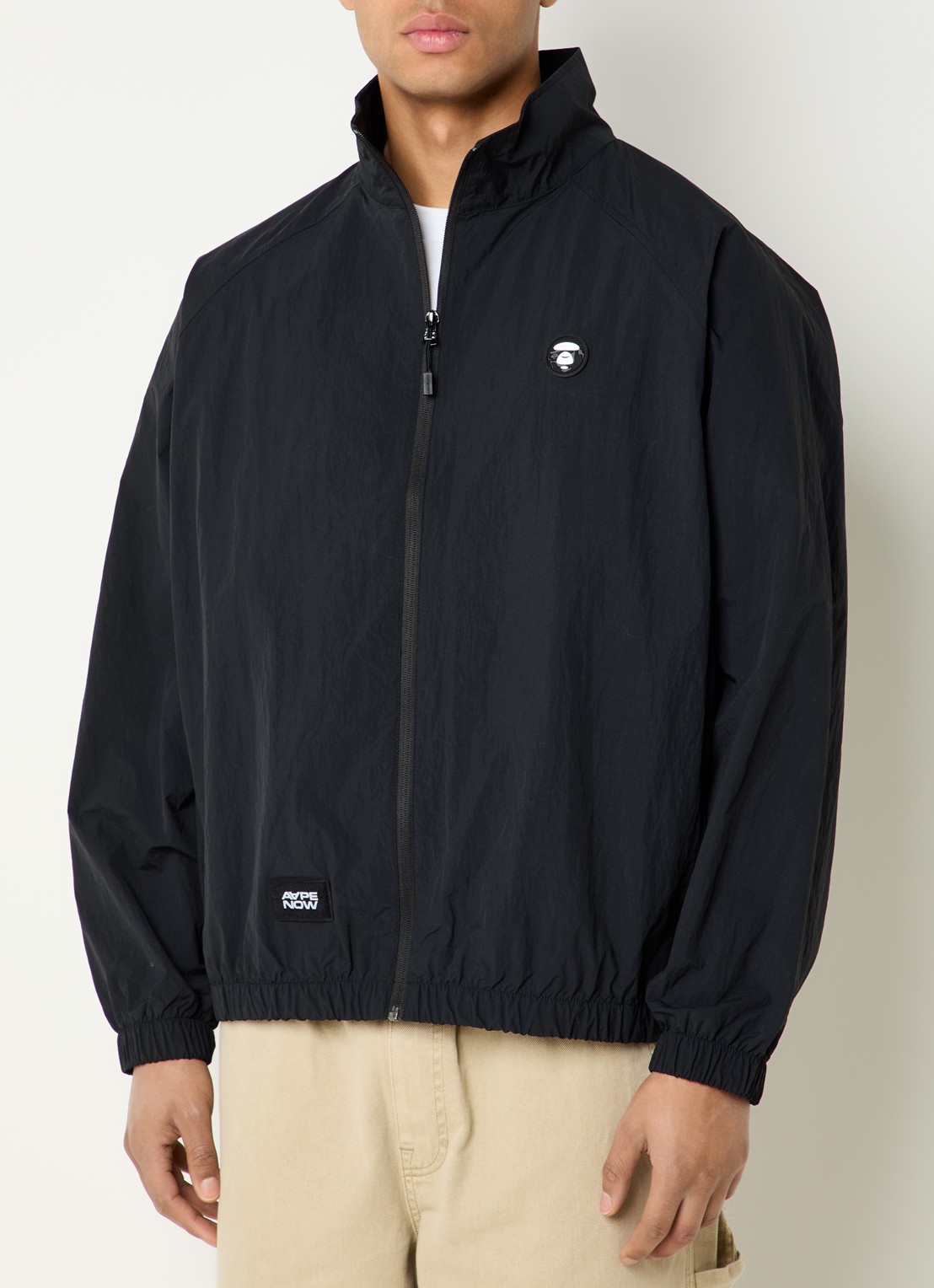 Aape Now windjack met logo- en backprint - detail 3 zwart
