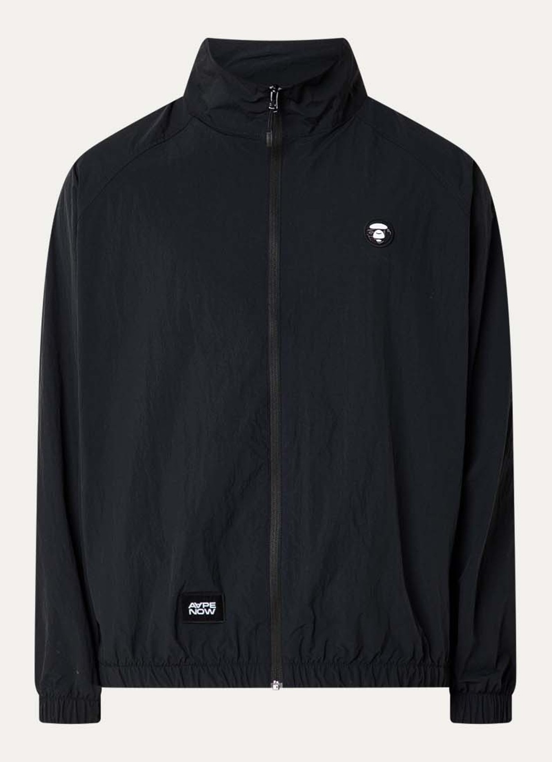 Aape Now windjack met logo- en backprint - voorkant zwart