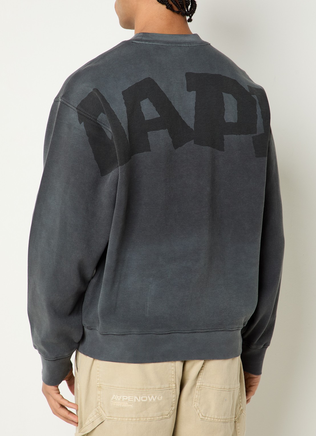 Aape Sweater met logo- en backprint - detail donkergrijs