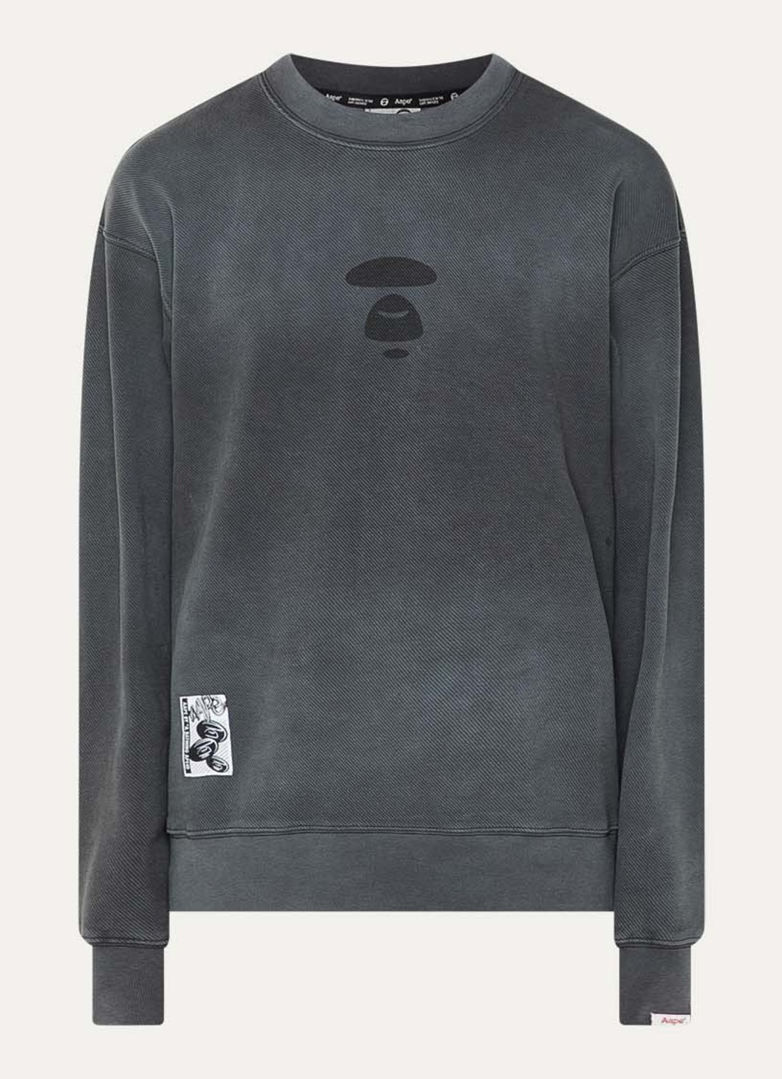 Aape Sweater met logo- en backprint - voorkant 3 donkergrijs