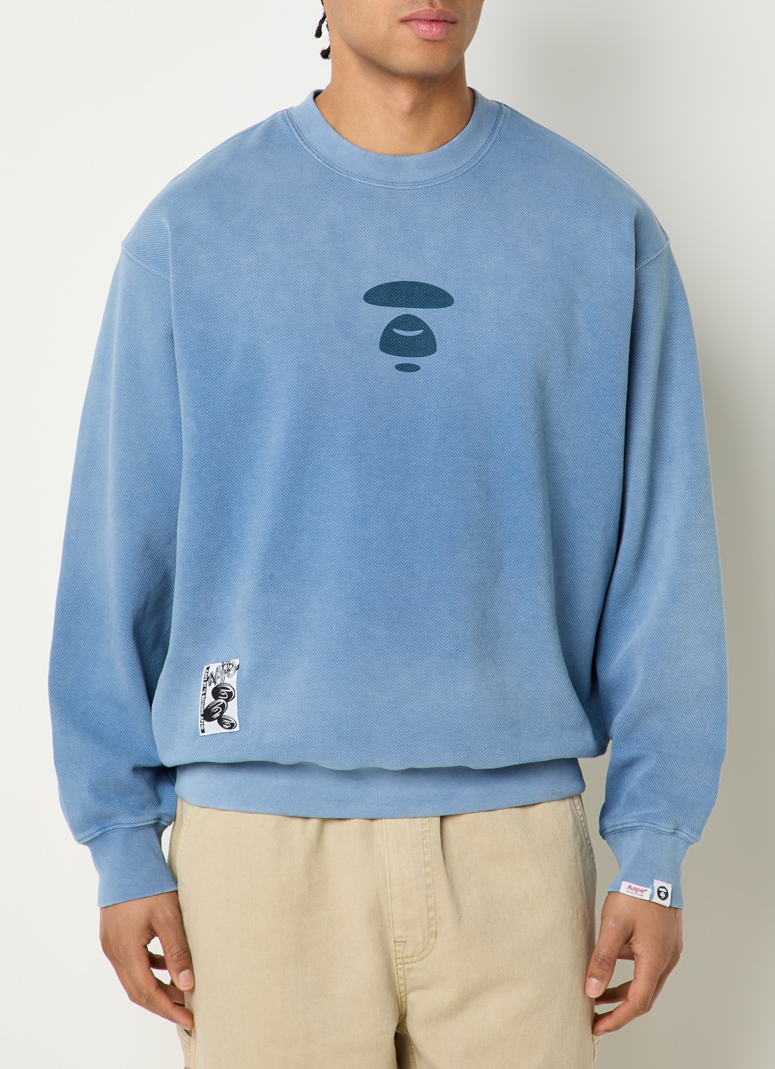 Aape Sweater met logo- en backprint - achterkant indigo