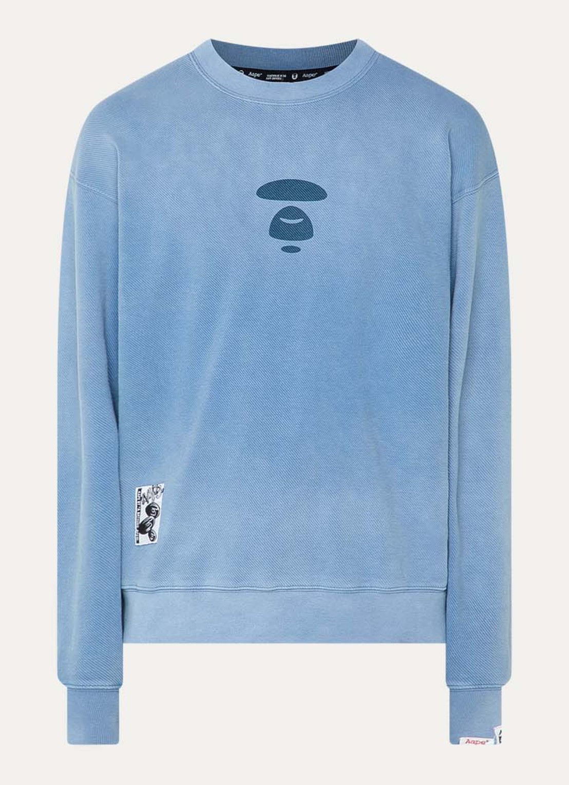 Aape Sweater met logo- en backprint - voorkant 3 indigo