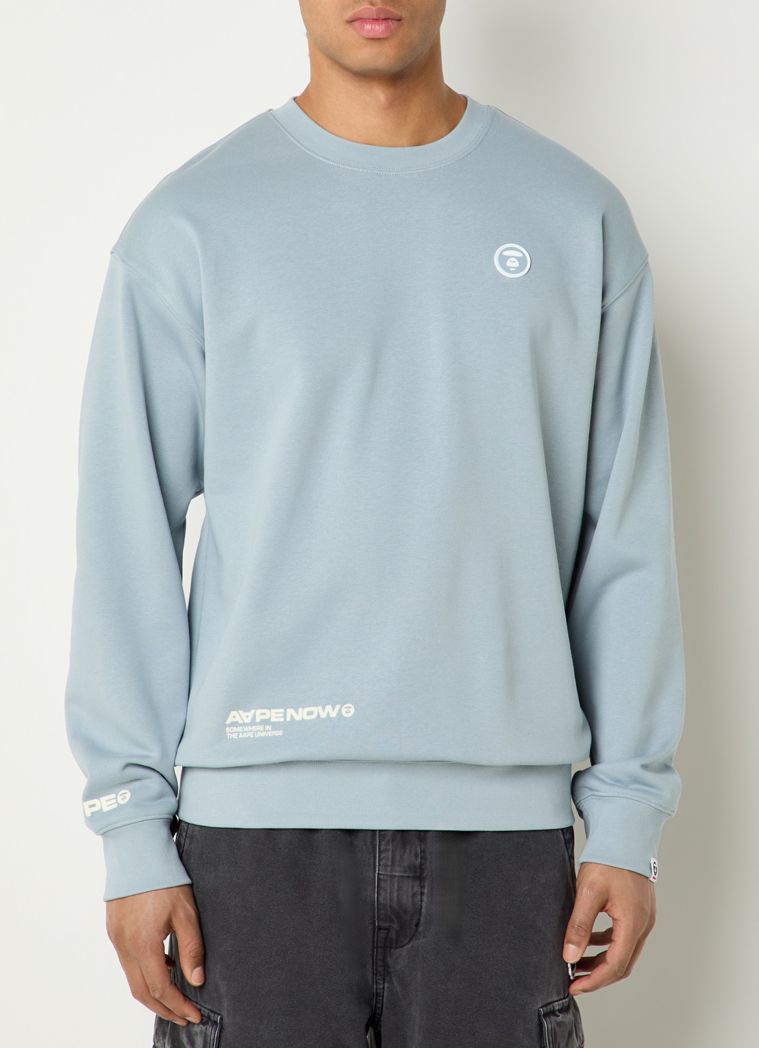 Aape Sweater met logo - detail 3 blauwgrijs