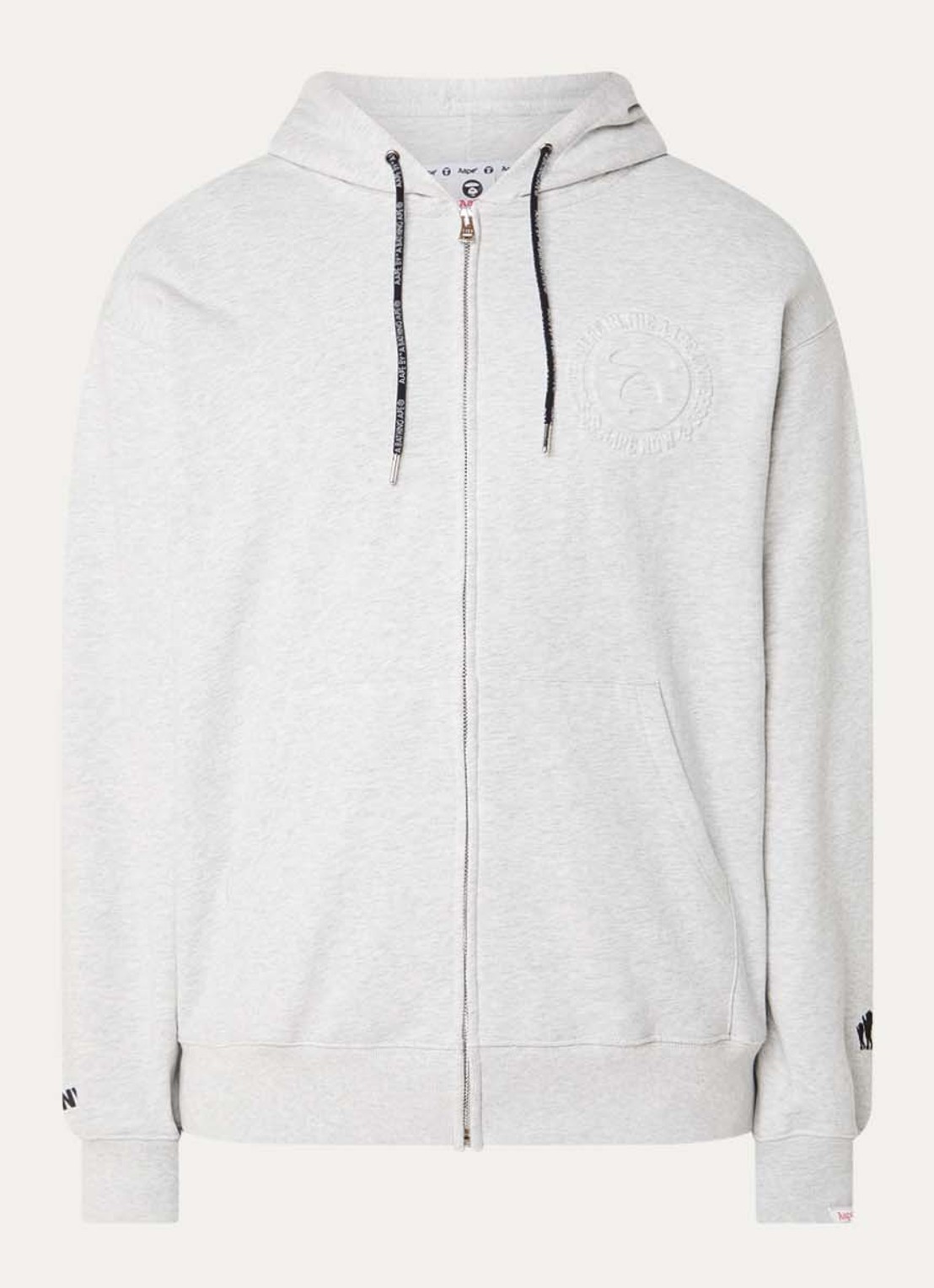 Aape Sweatvest met 3D logo en capuchon - voorkant 4 grijsmele