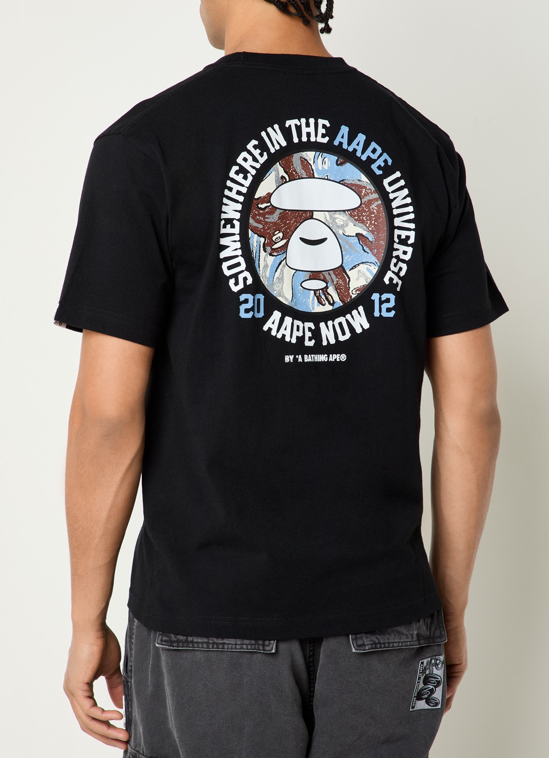 Aape T-shirt met logo- en backprint - detail 4 zwart
