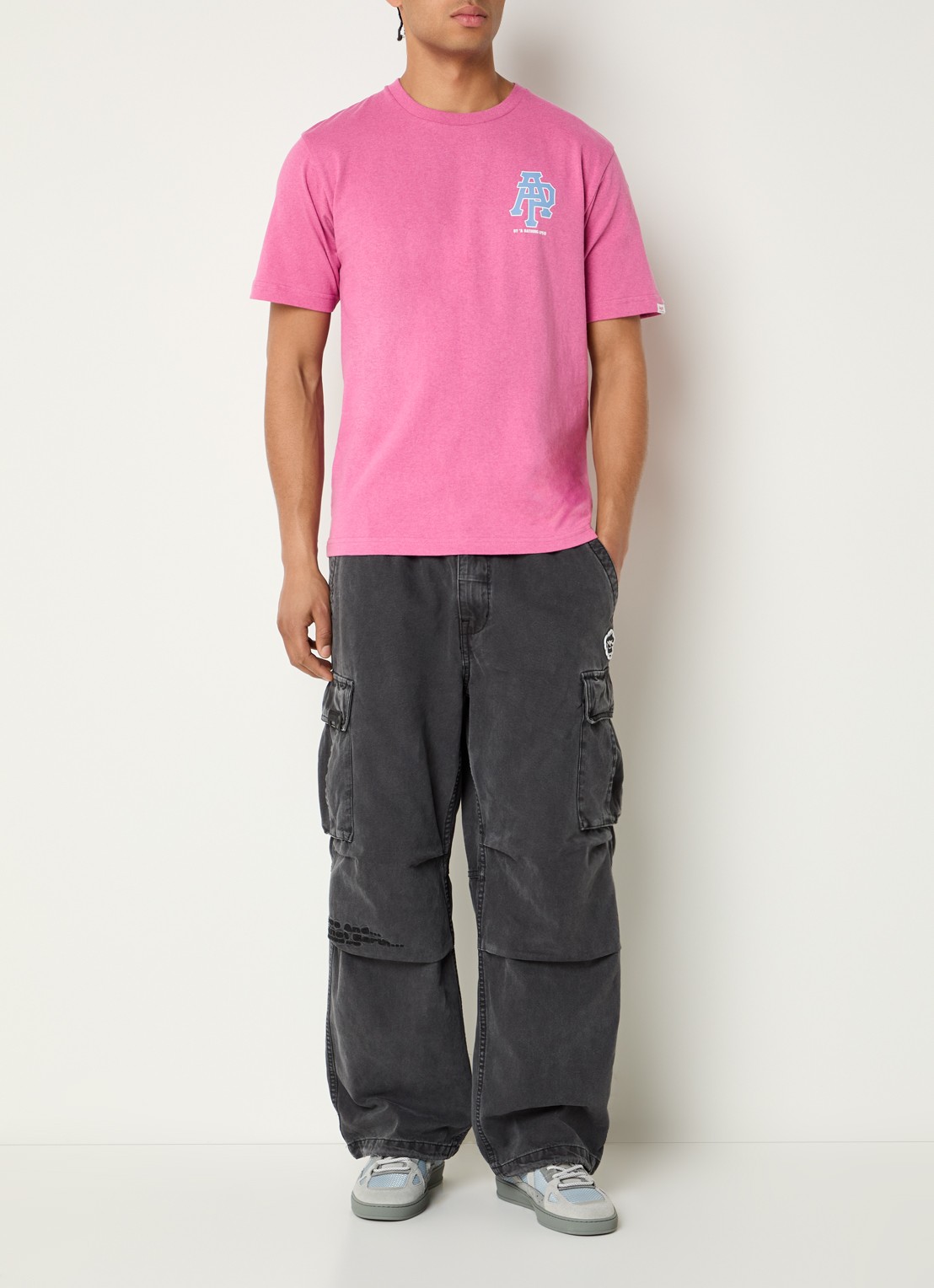 Aape T-shirt met logo- en backprint - voorkant 4 fuchsia
