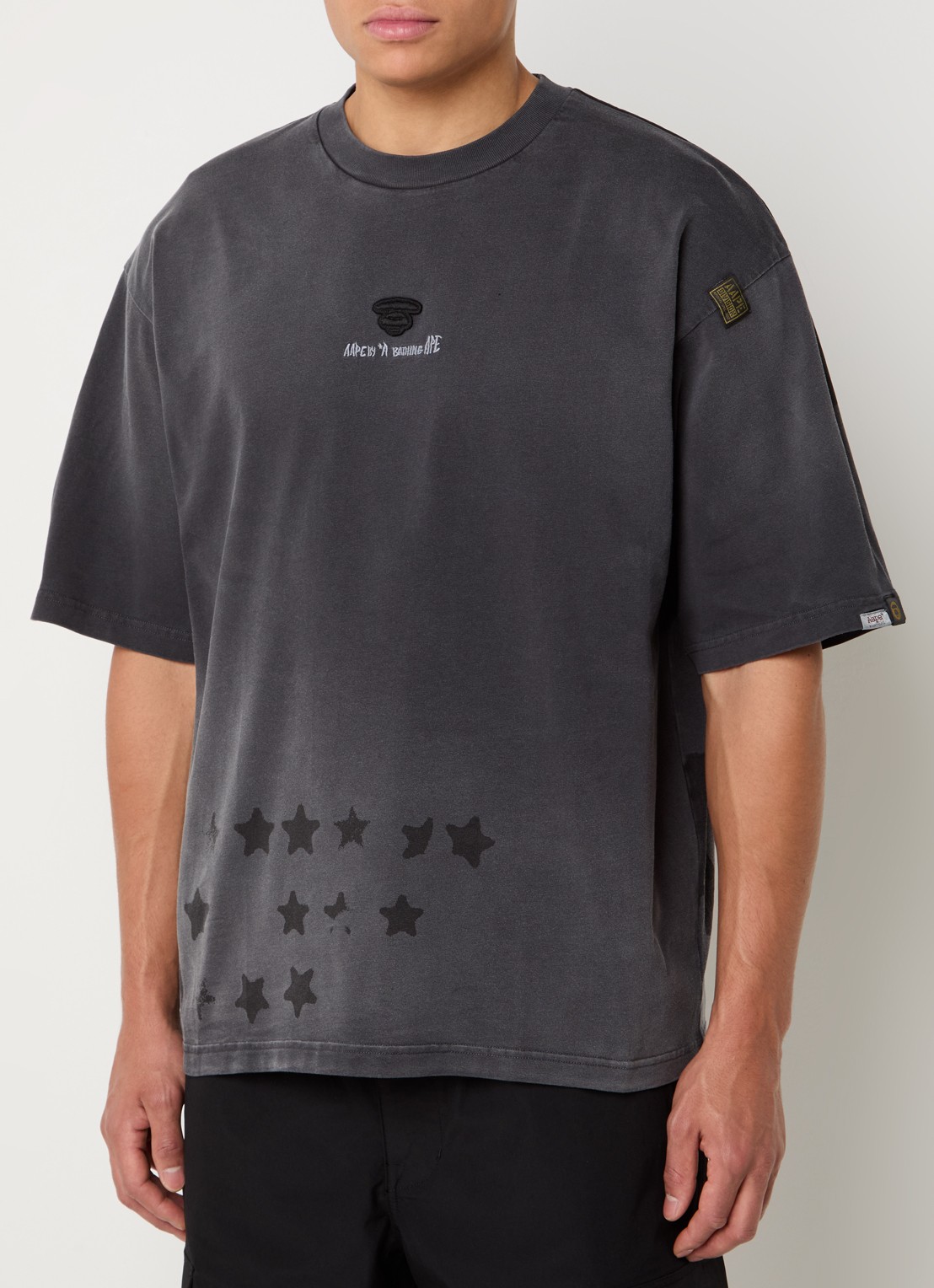 Aape T-shirt met logo- en backprint - detail 2 antraciet
