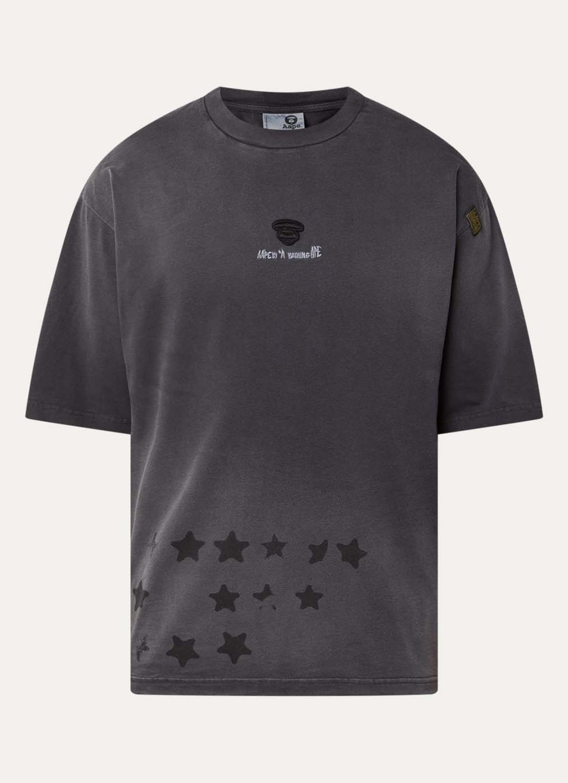 Aape T-shirt met logo- en backprint - voorkant 3 antraciet