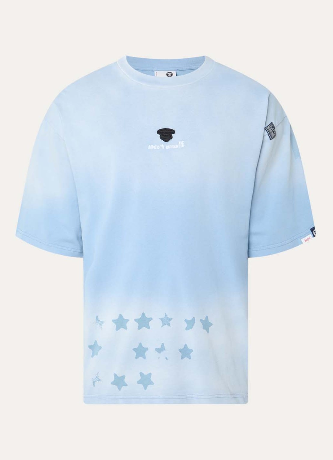 Aape T-shirt met logo- en backprint - voorkant 3 lichtblauw