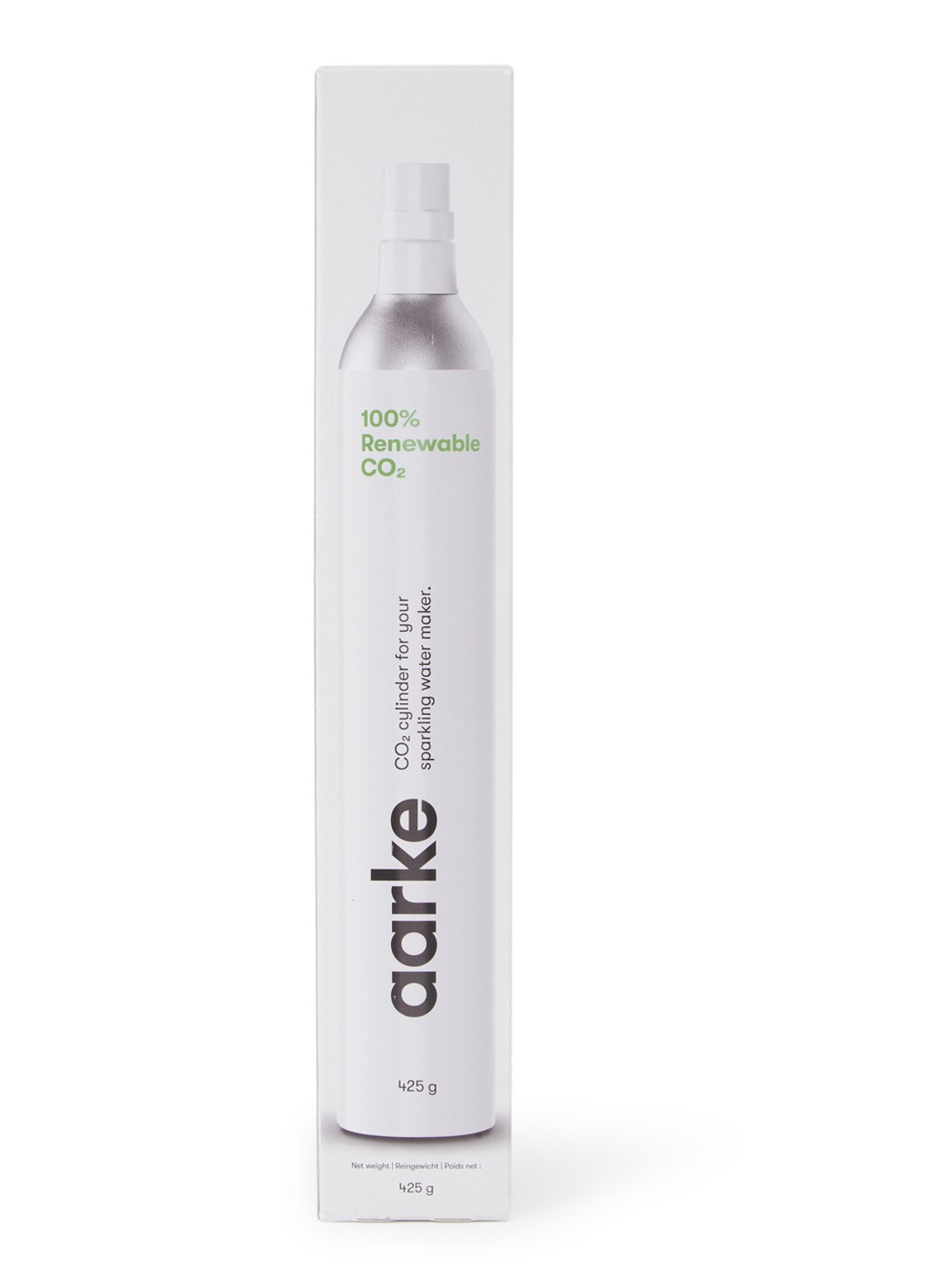Aarke Koolzuur Cilinder 425 gram - voorkant wit