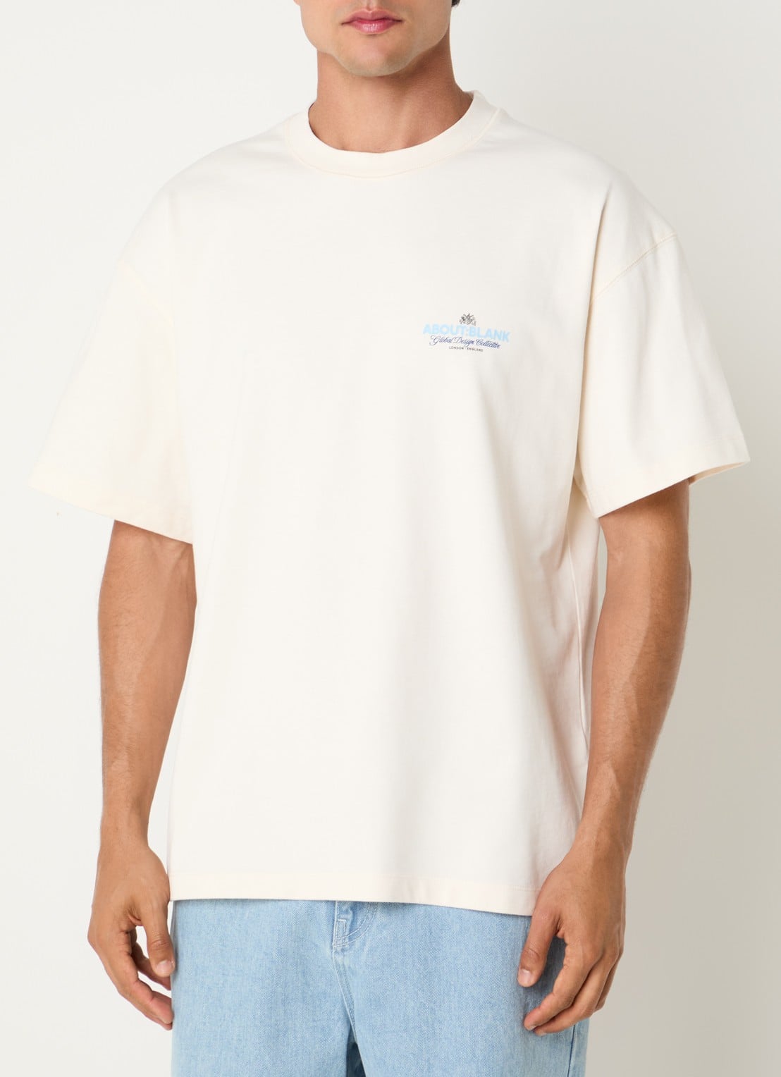 about:blank Blazon T-shirt met logo- en backprint - achterkant 4 gebroken wit