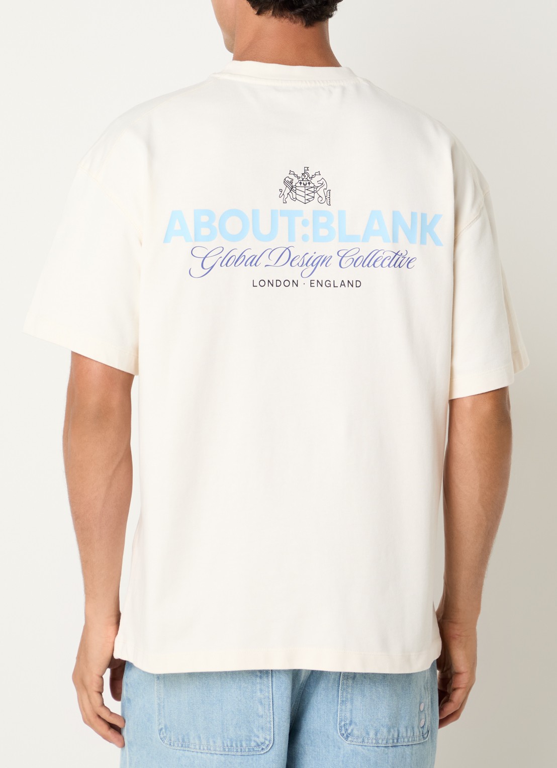 about:blank Blazon T-shirt met logo- en backprint - detail gebroken wit