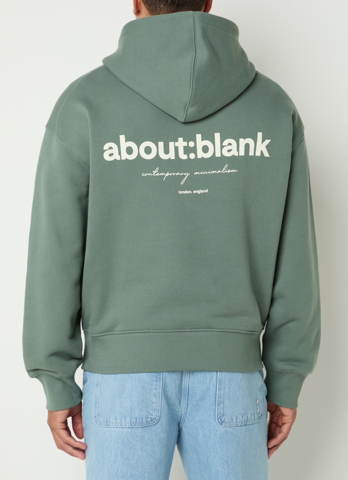 about:blank Box hoodie met logo- en backprint - detail 2 lichtgroen