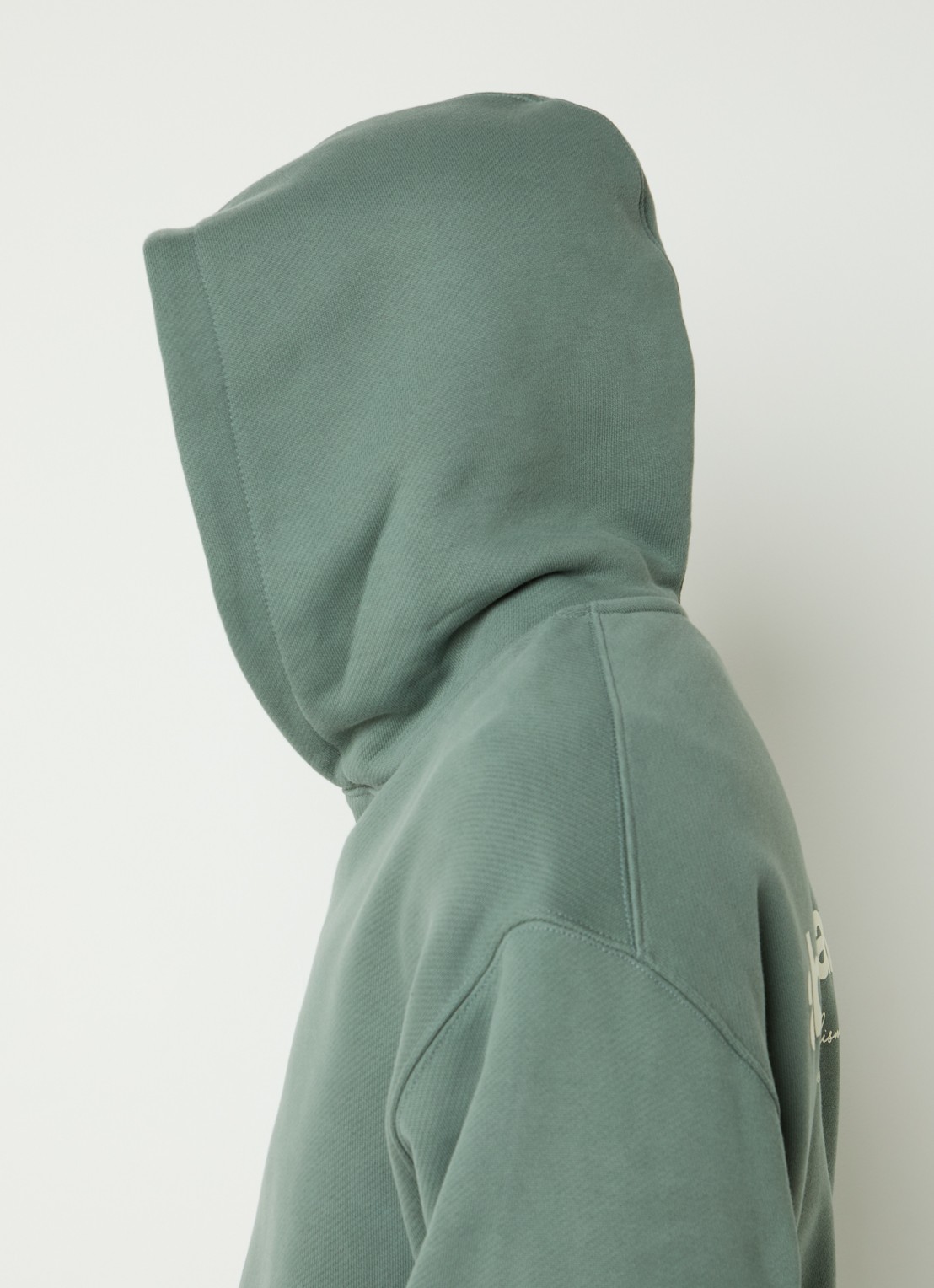 about:blank Box hoodie met logo- en backprint - detail 3 lichtgroen