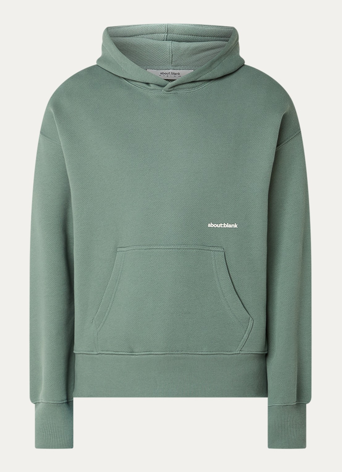about:blank Box hoodie met logo- en backprint - voorkant 4 lichtgroen