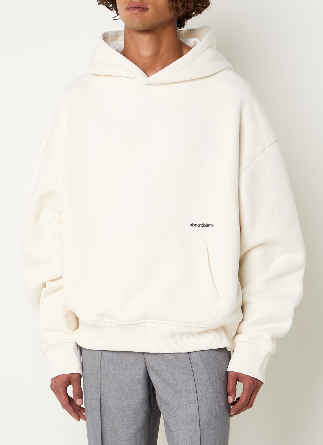 about:blank Box hoodie met logoprint - achterkant 5 gebroken wit