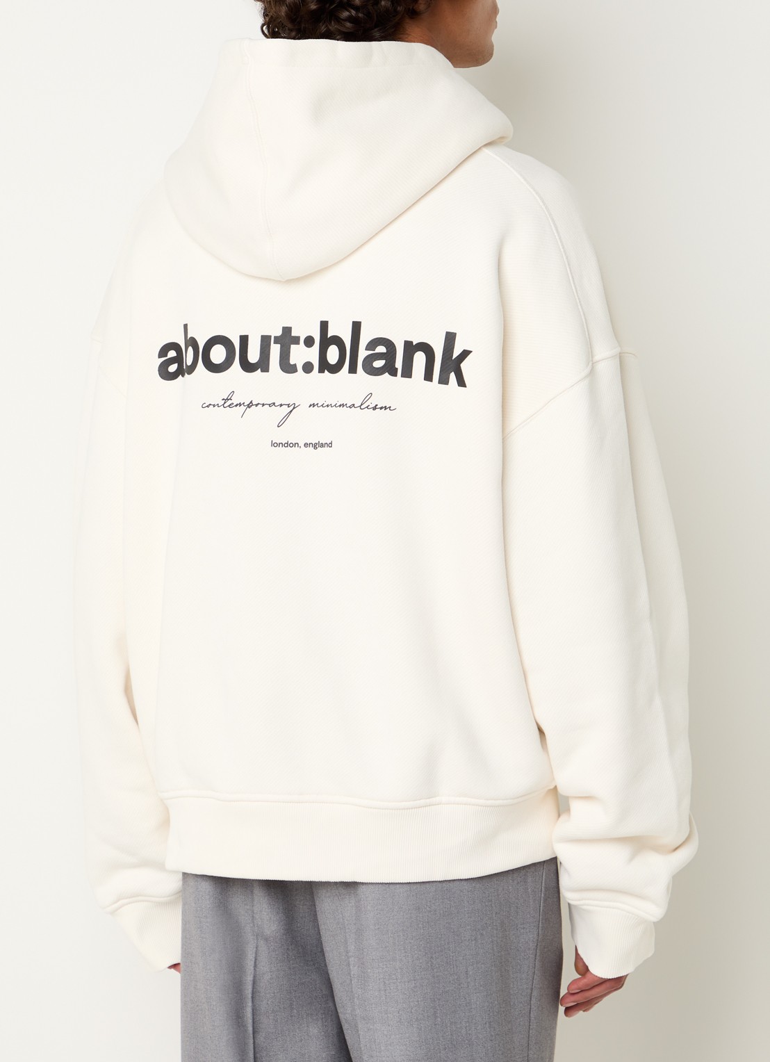 about:blank Box hoodie met logoprint - detail 3 gebroken wit