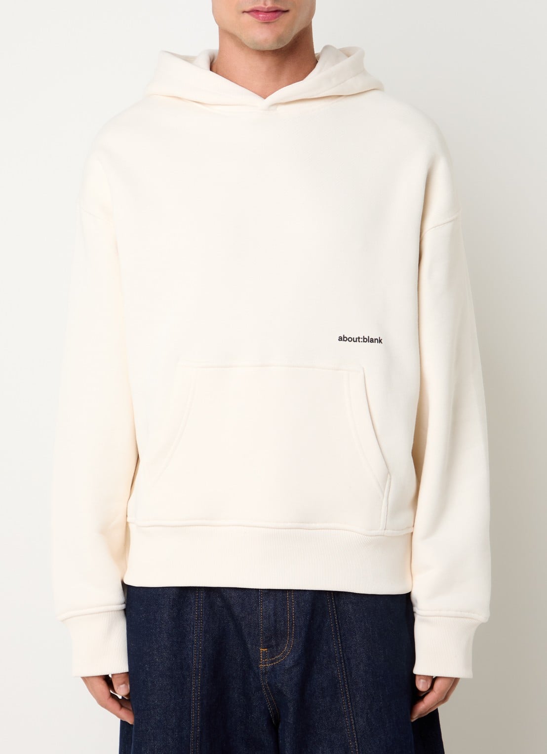 about:blank Box hoodie met logoprint - achterkant 5 creme
