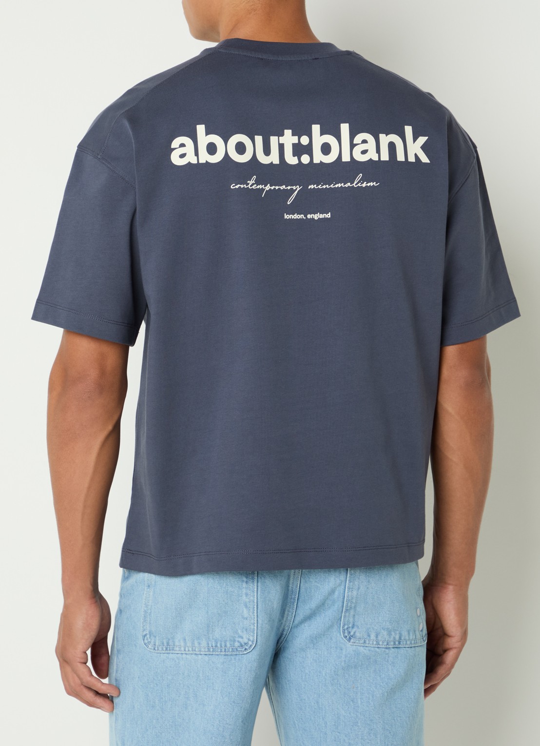 about:blank Box T-shirt met logo- en backprint - detail 2 blauwgrijs