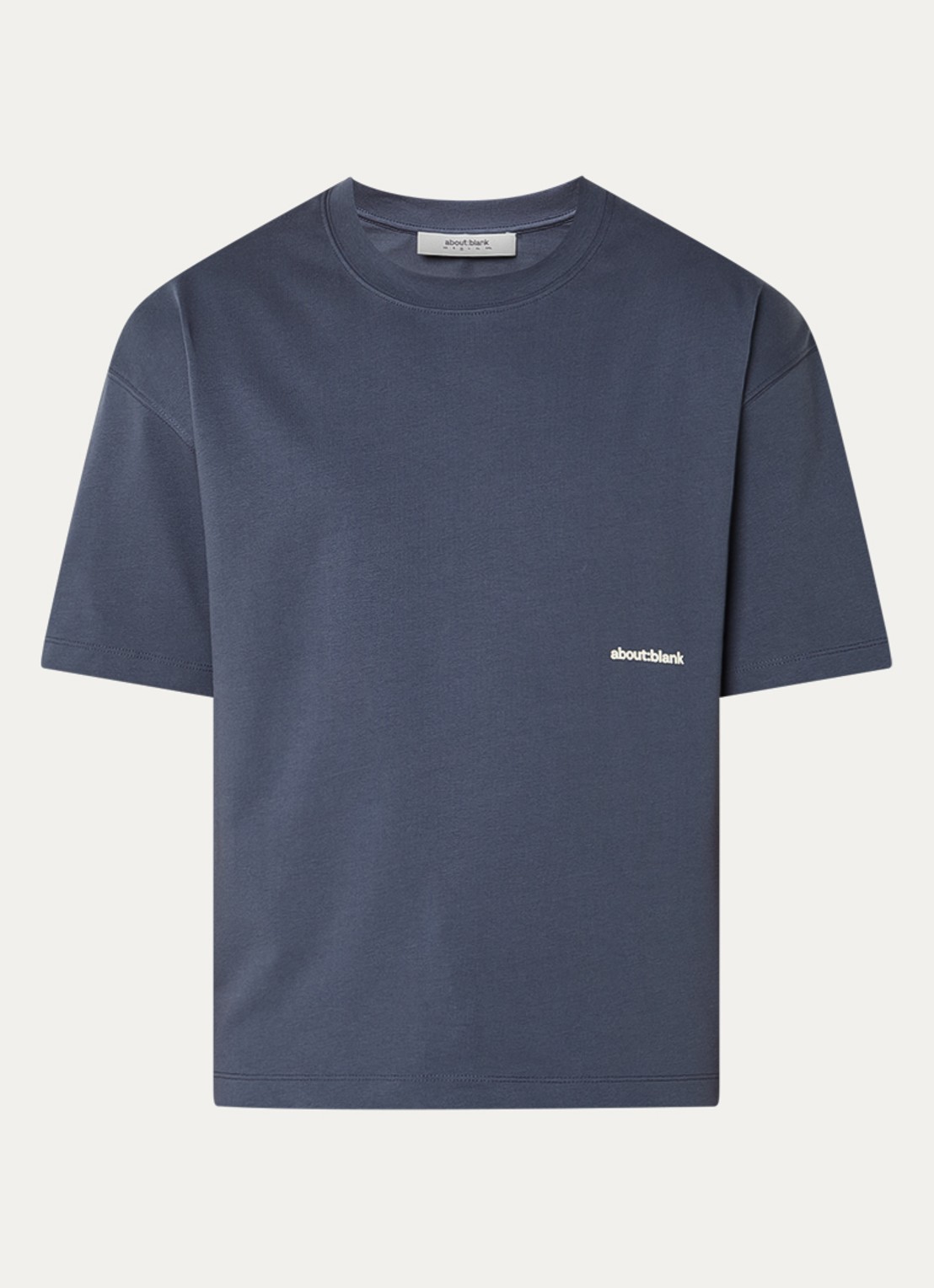 about:blank Box T-shirt met logo- en backprint - voorkant 3 blauwgrijs