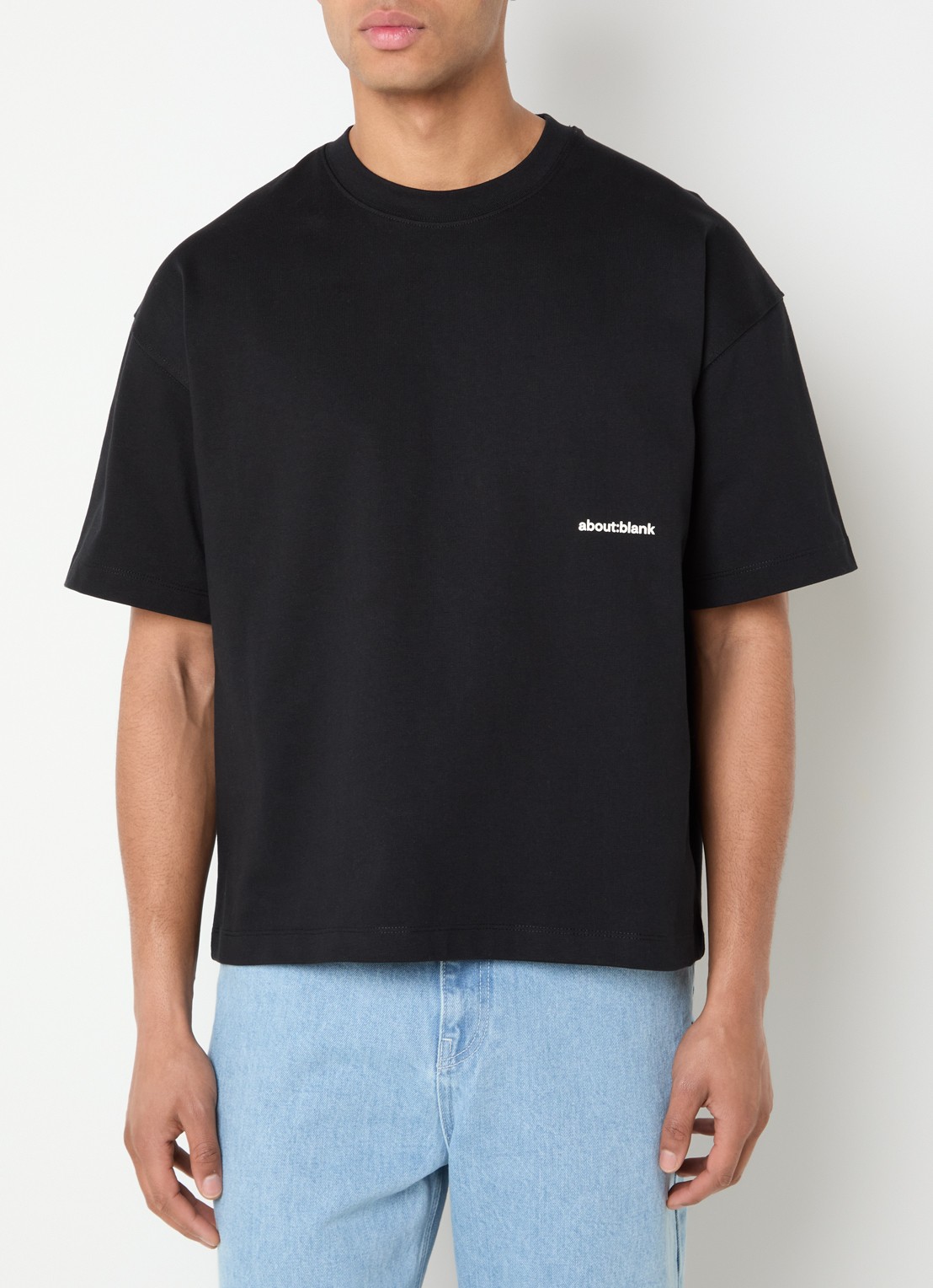 about:blank Box T-shirt met logo- en backprint - achterkant zwart