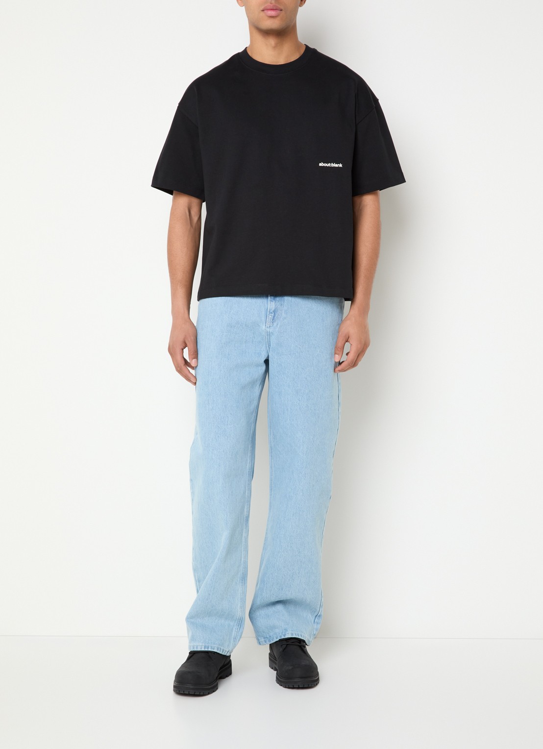 about:blank Box T-shirt met logo- en backprint - voorkant 3 zwart