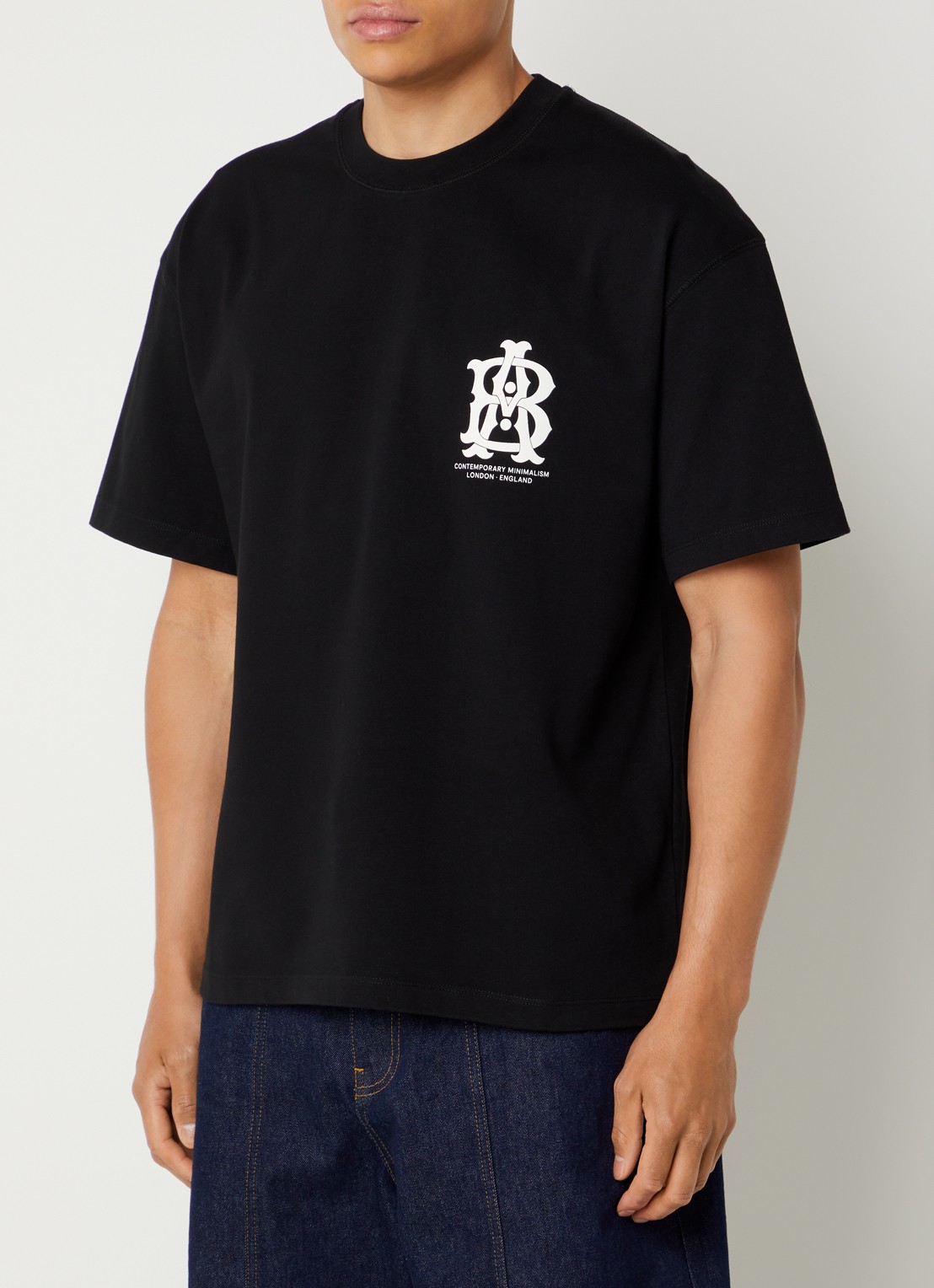 about:blank Disc T-shirt met front- en backprint - achterkant 4 zwart