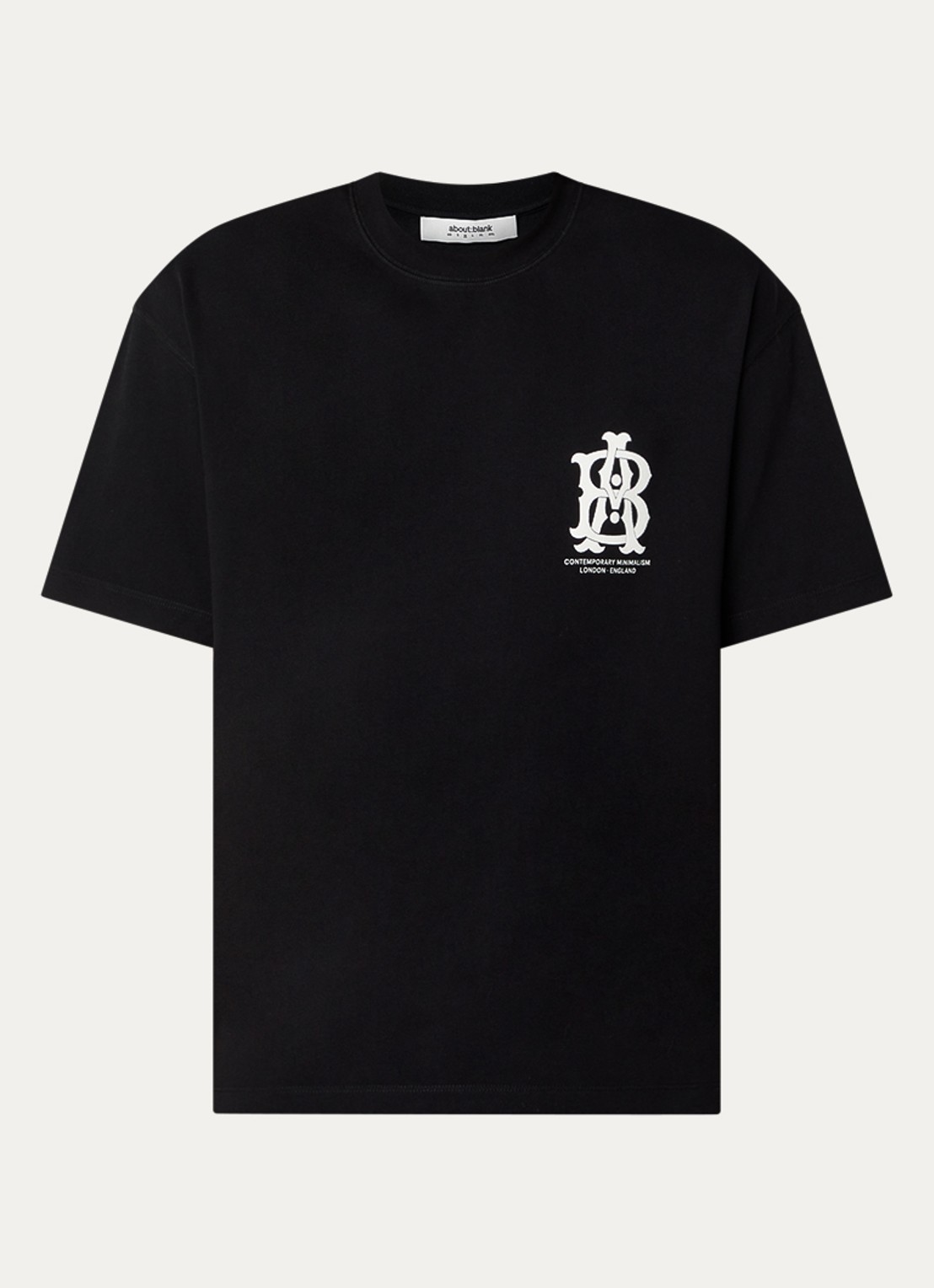 about:blank Disc T-shirt met front- en backprint - voorkant zwart