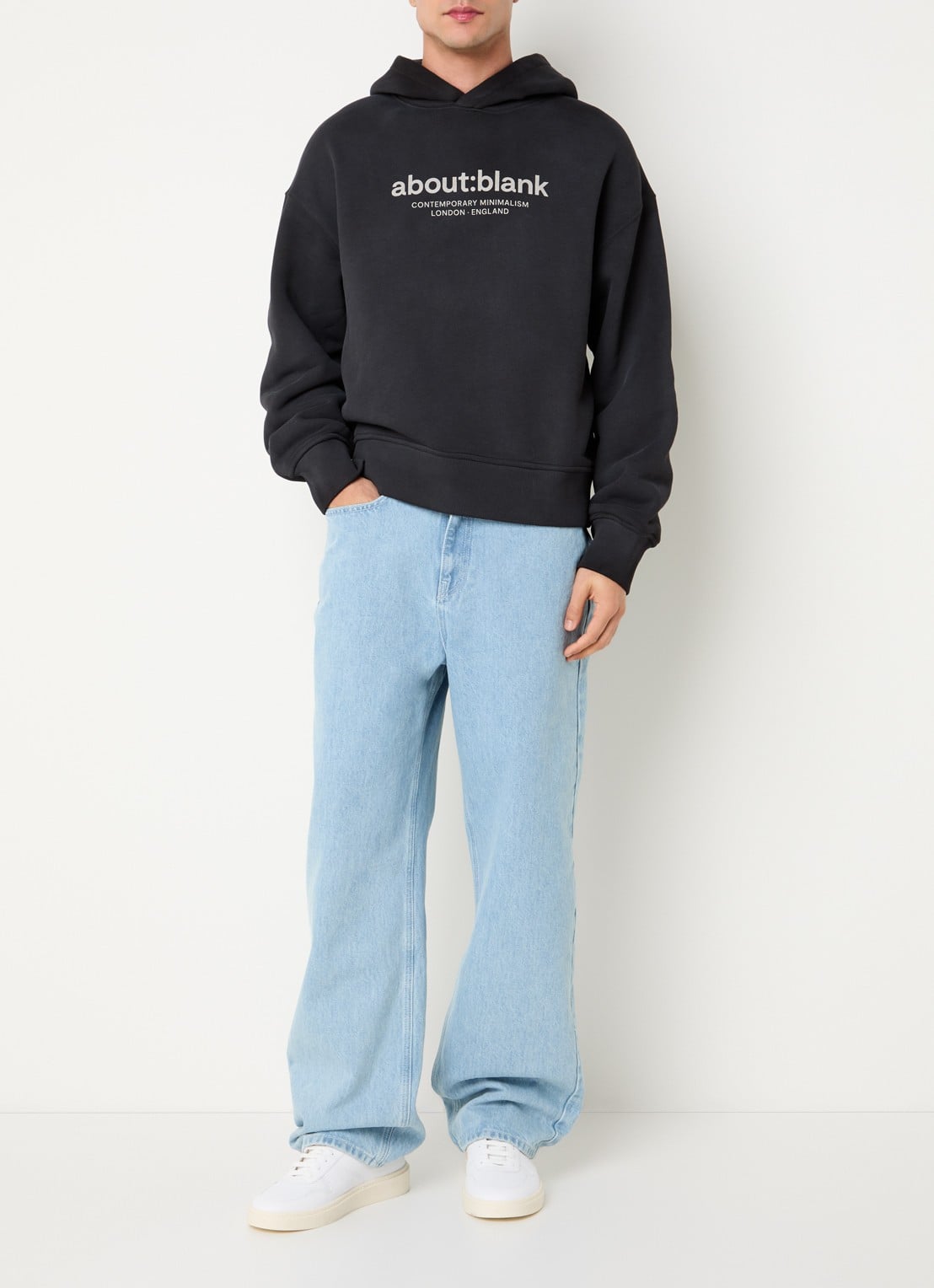 about:blank Garcon hoodie met logoprint - voorkant 2 antraciet