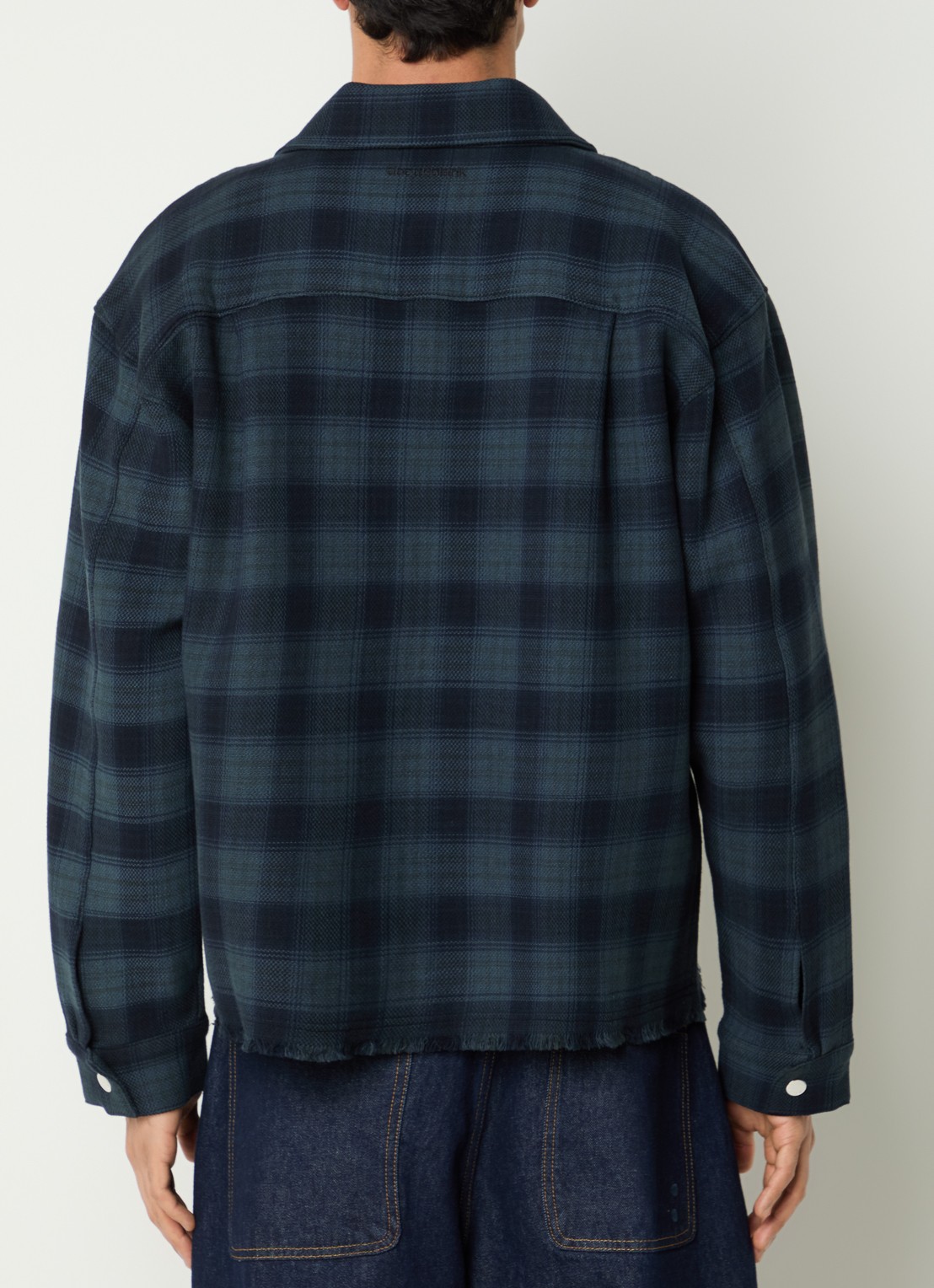 about:blank Overshirt met ruitdessin en borstzak - achterkant 2 donkerblauw