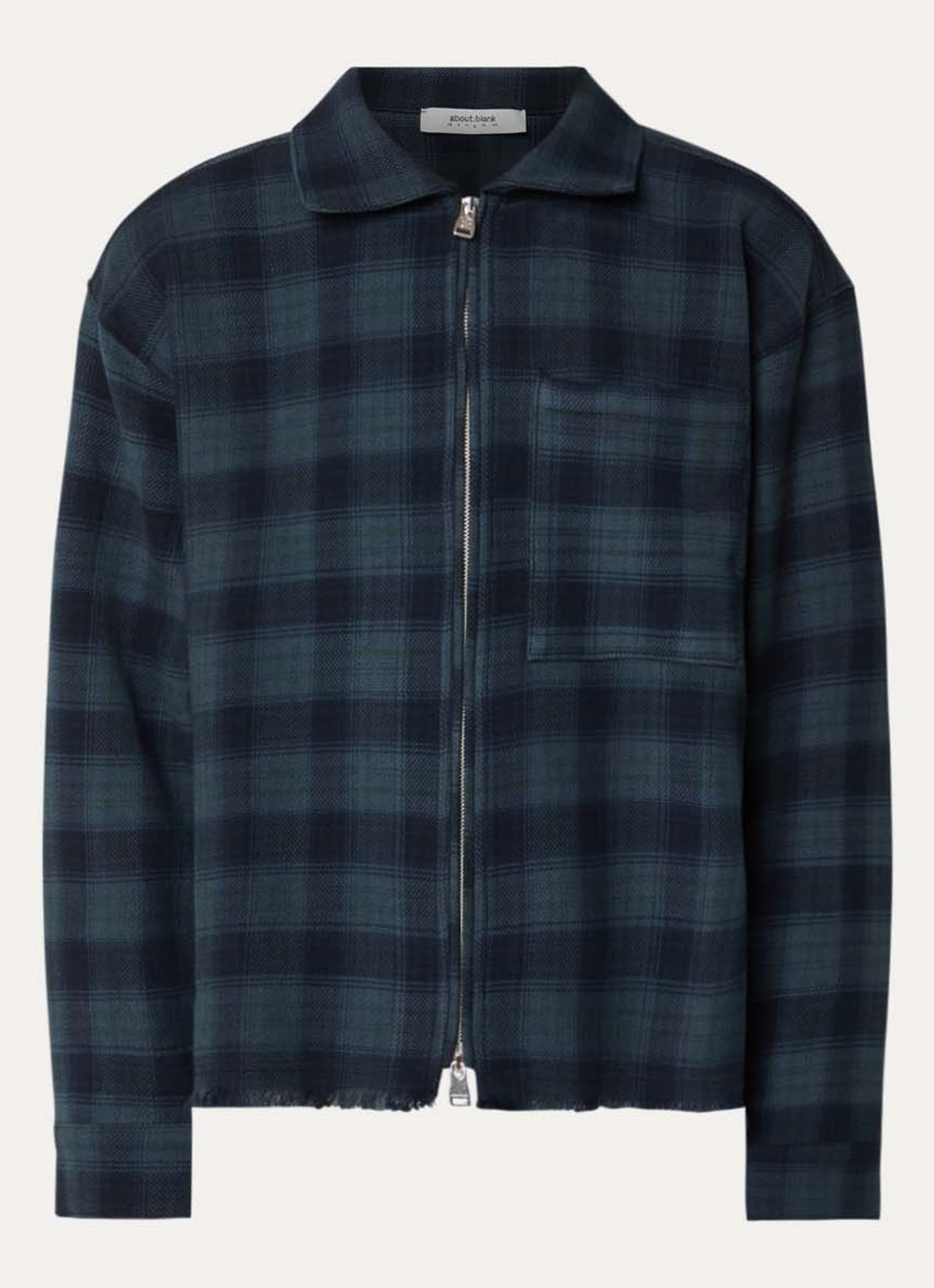about:blank Overshirt met ruitdessin en borstzak - voorkant 3 donkerblauw
