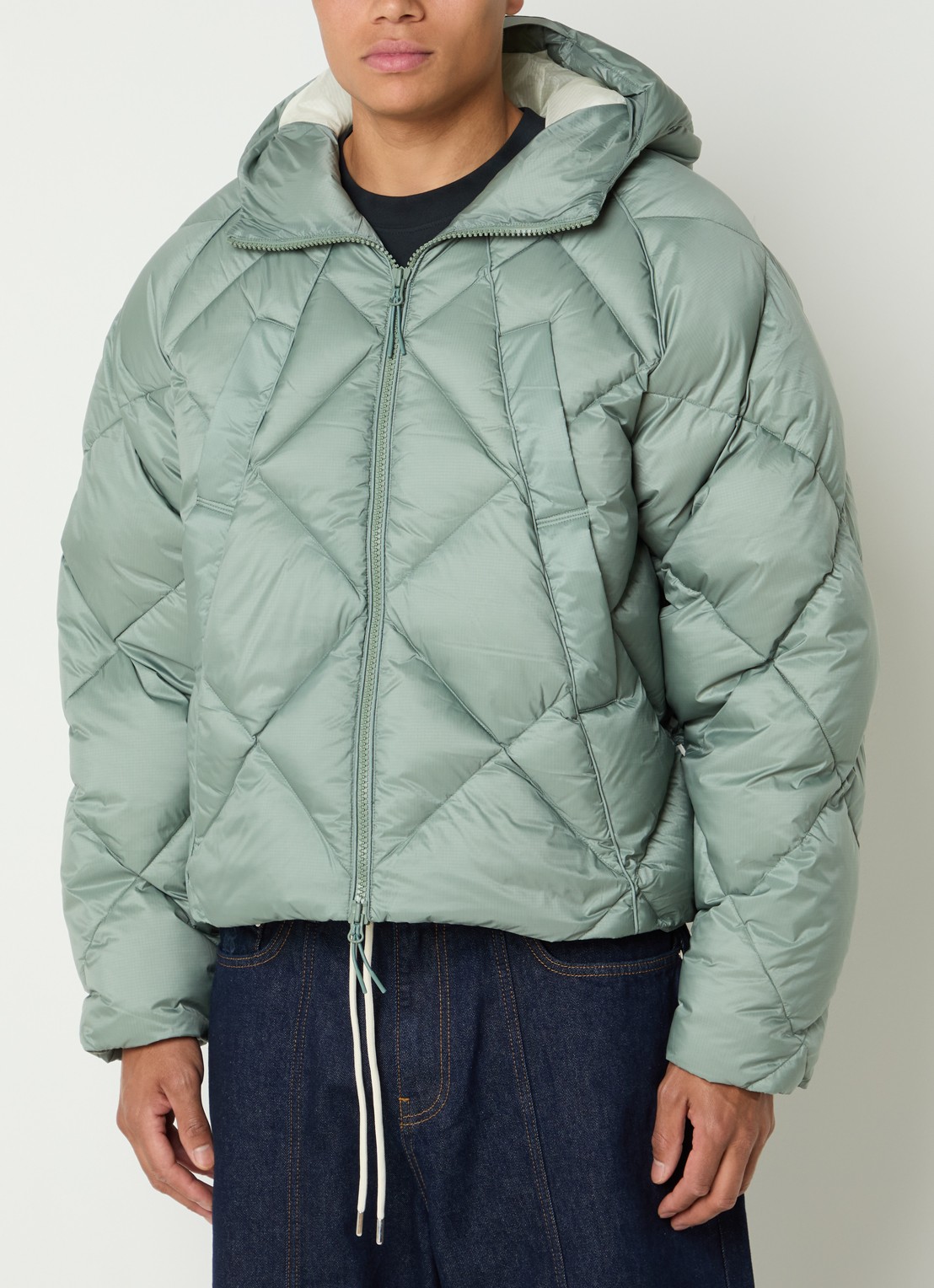 about:blank Puffer jack met donsvulling en quilt patroon - detail 3 lichtgroen