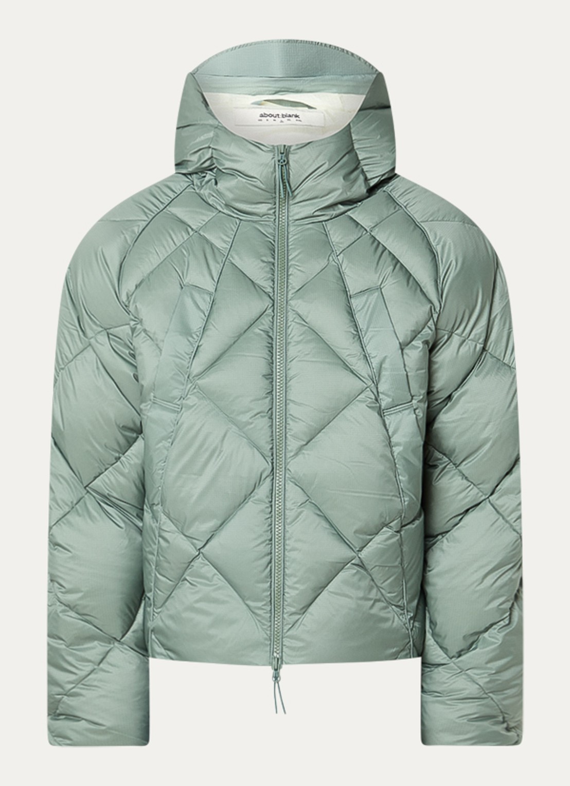 about:blank Puffer jack met donsvulling en quilt patroon - voorkant lichtgroen