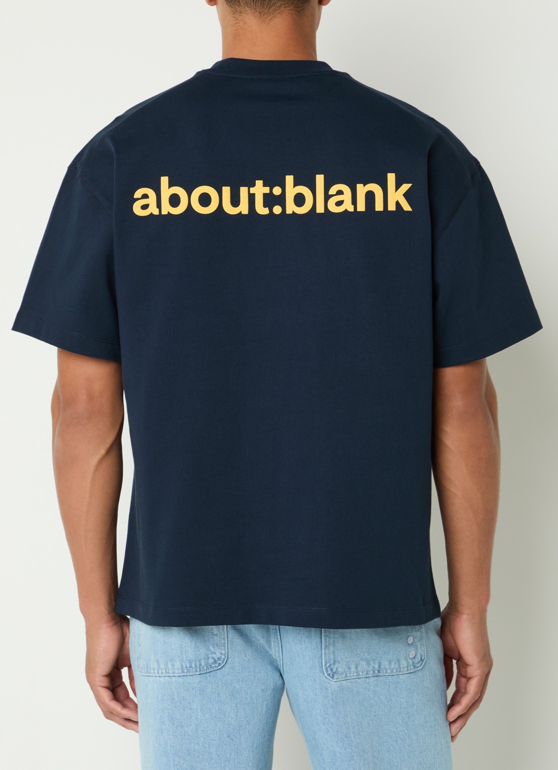 about:blank Reverse T-shirt met logo- en backprint - detail 4 donkerblauw