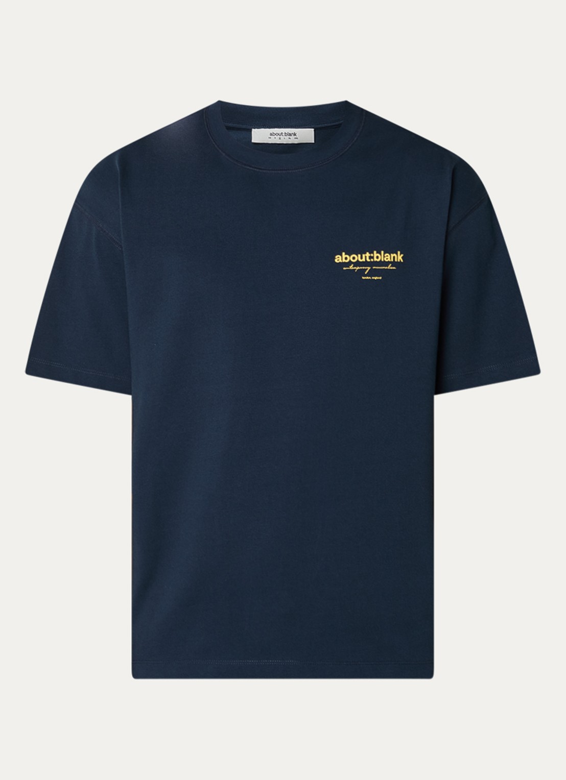 about:blank Reverse T-shirt met logo- en backprint - voorkant 2 donkerblauw