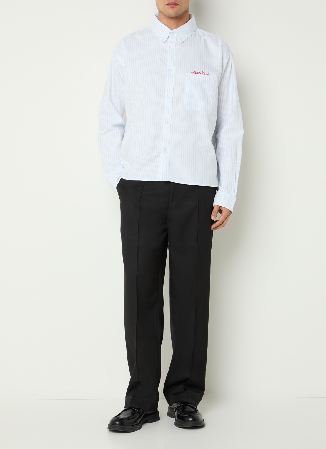 about:blank Straight fit pantalon met steekzakken - voorkant 3 zwart