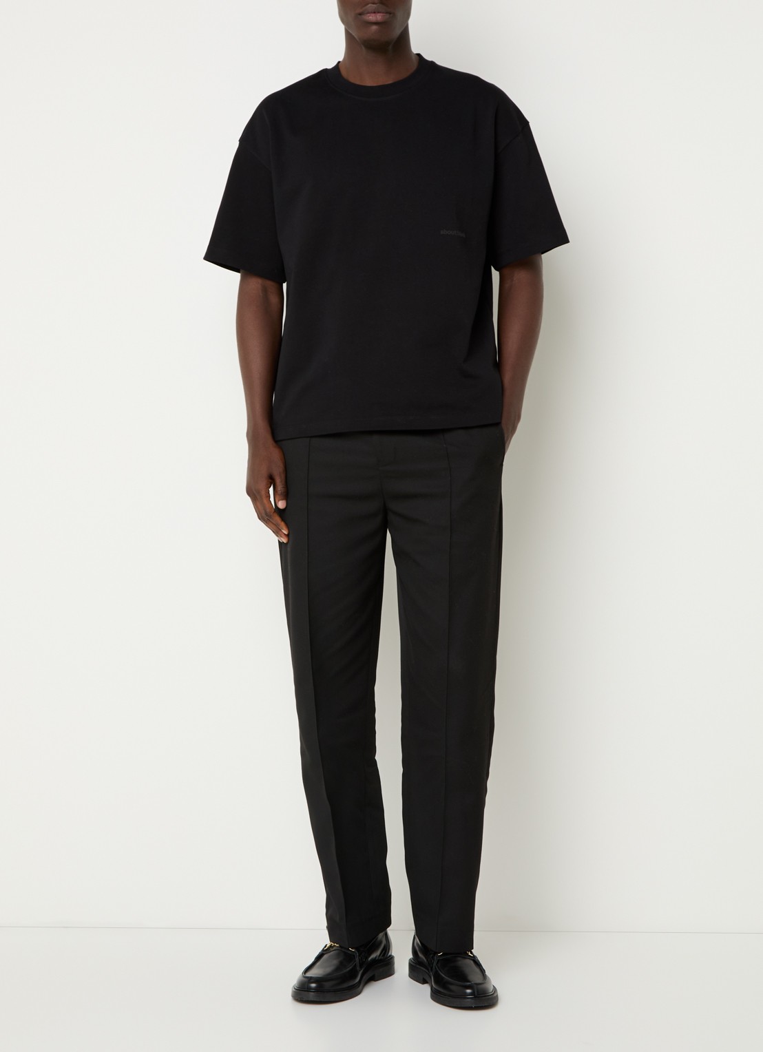 about:blank T-shirt met logo- en backprint - voorkant 2 zwart