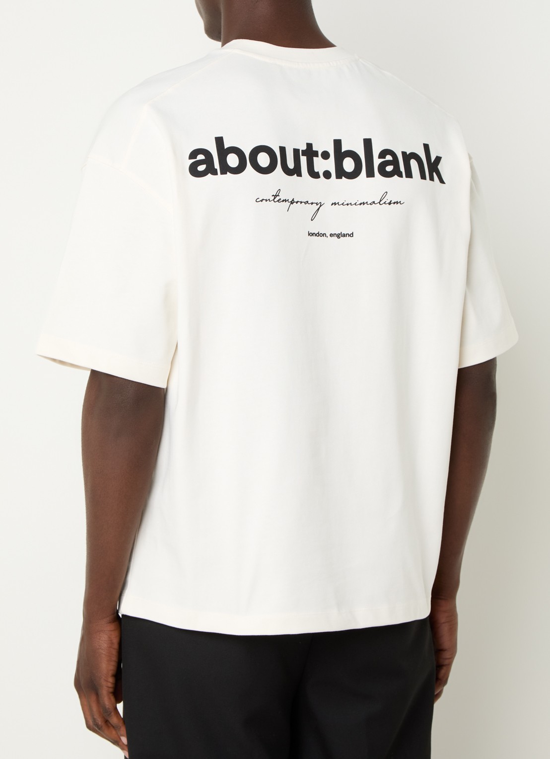 about:blank T-shirt met logo- en backprint - detail gebroken wit