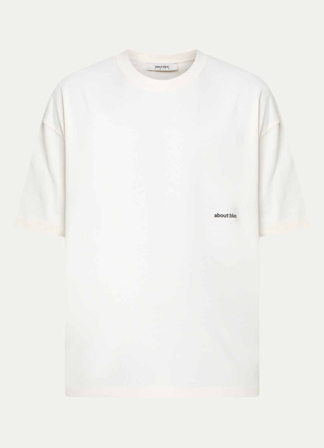 about:blank T-shirt met logo- en backprint - voorkant 2 gebroken wit