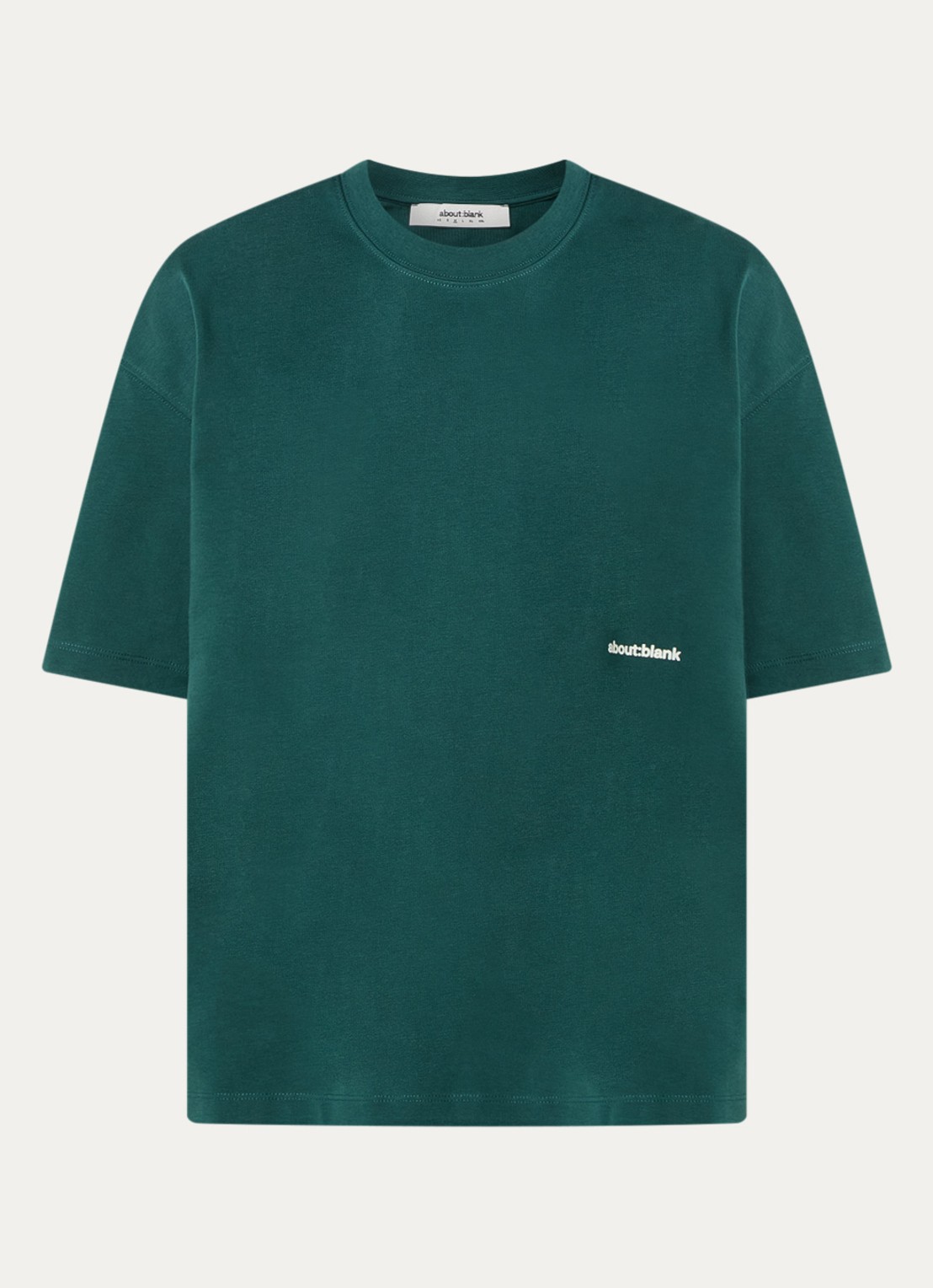 about:blank T-shirt met logo- en backprint - voorkant donkergroen