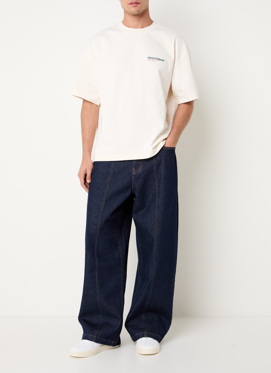 about:blank T-shirt met logoprint - voorkant 3 creme