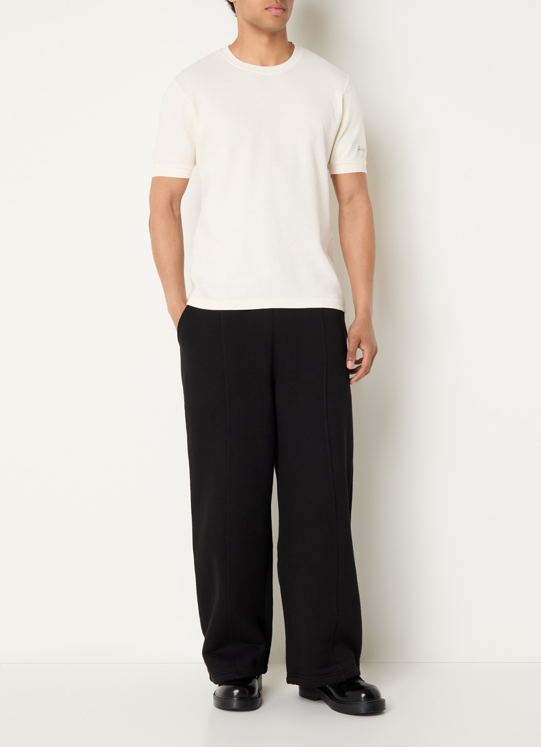 about:blank T-shirt met structuur - voorkant 2 creme